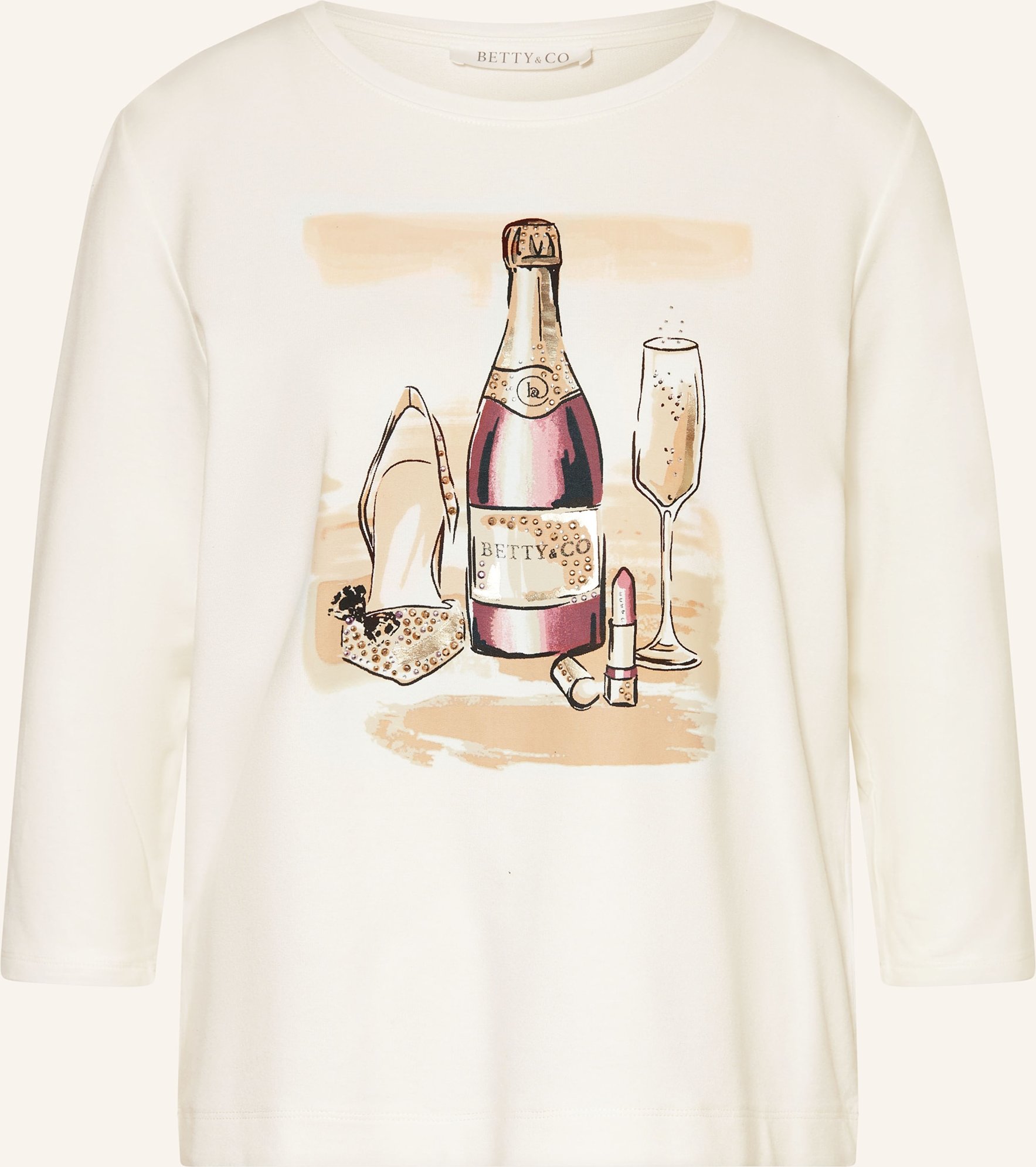 Thumbnail - Betty&Co Shirt Mit 3/4-Arm Und Schmucksteinen weiss