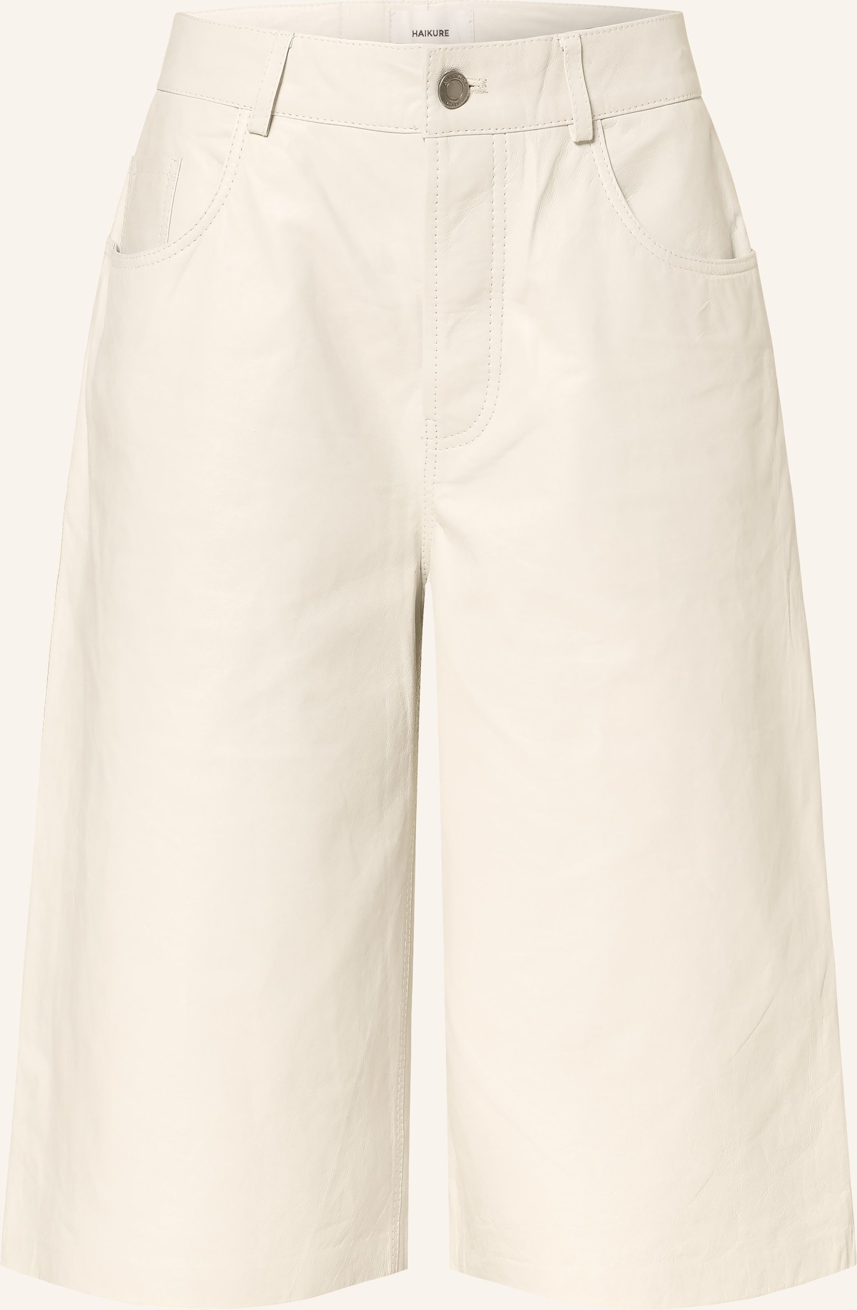 Haikure Leder-Bermudas New Becky Wrincled weiss