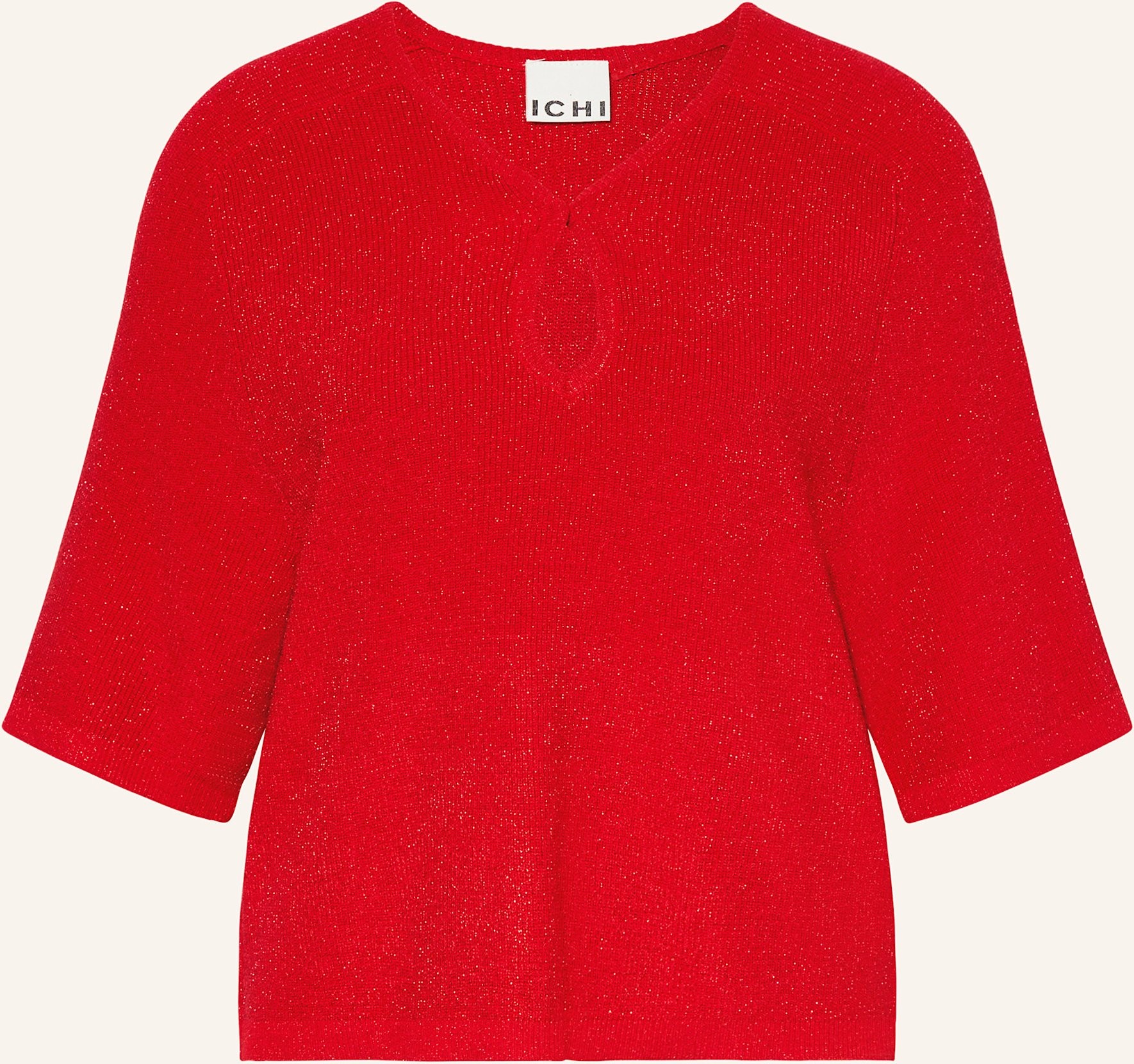 Ichi Strickshirt Ihcody Mit Glitzergarn rot