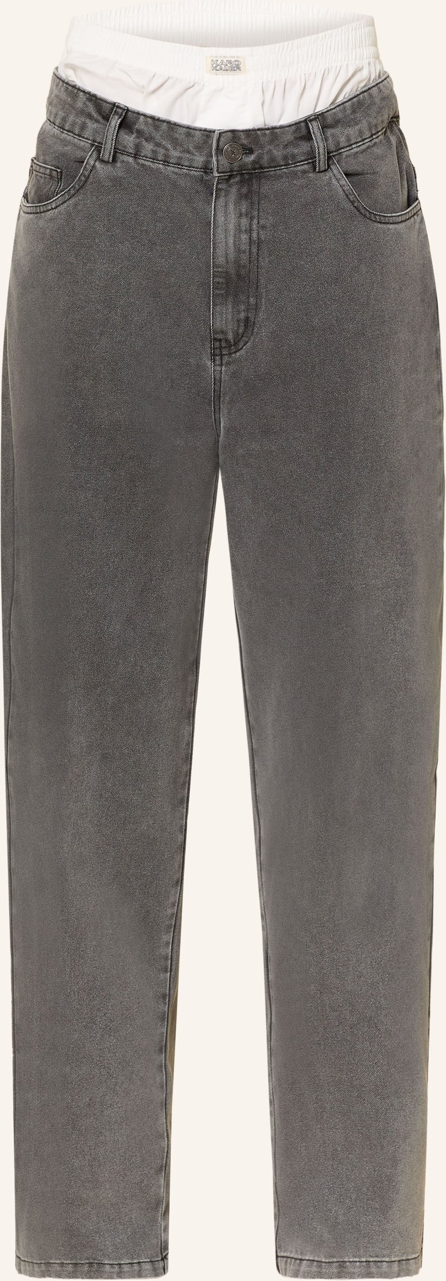 Karo Kauer Wide Leg Jeans Im Materialmix grau