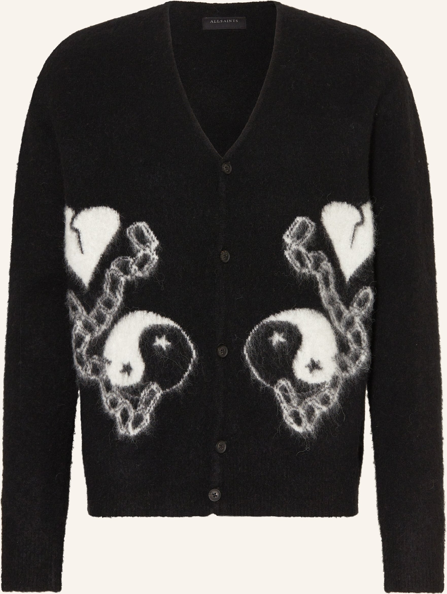 Allsaints Strickjacke Reflection Mit Alpaka schwarz