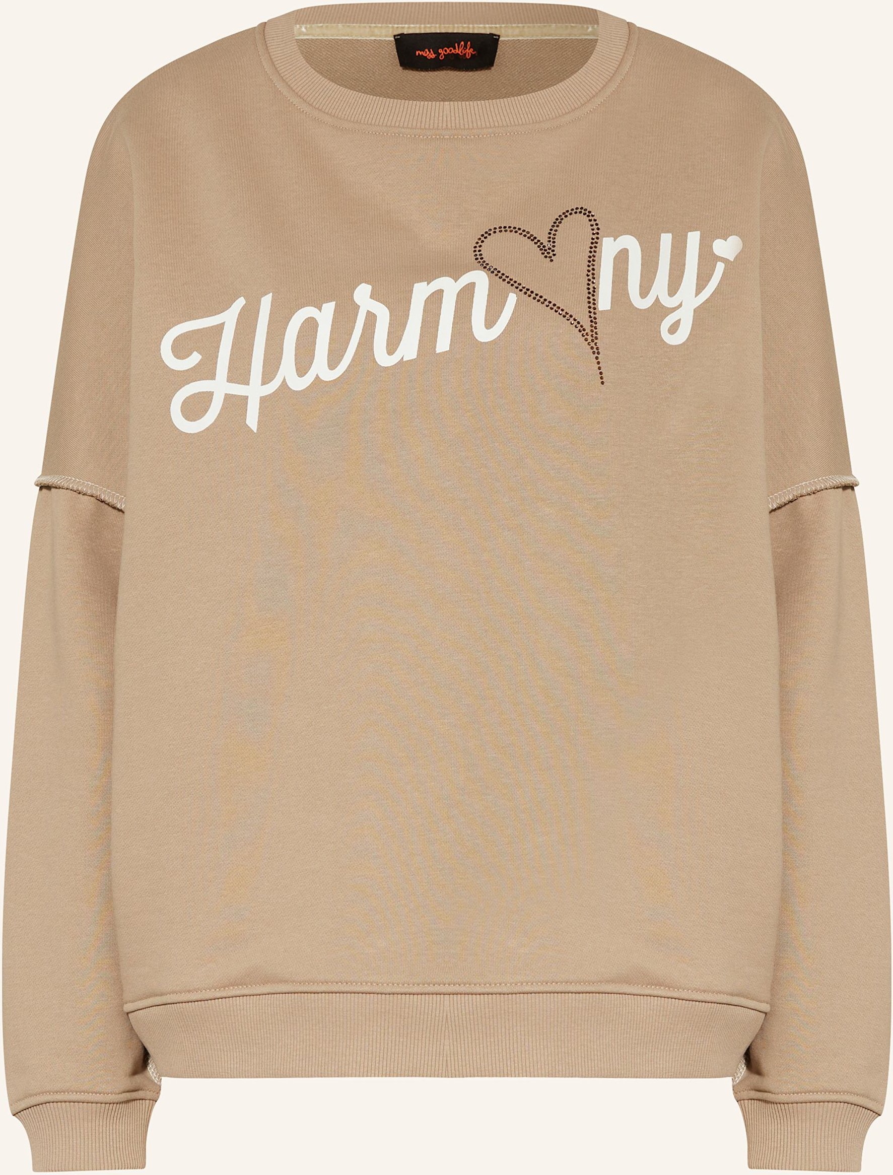 Miss Goodlife Sweatshirt Mit Schmucksteinen beige