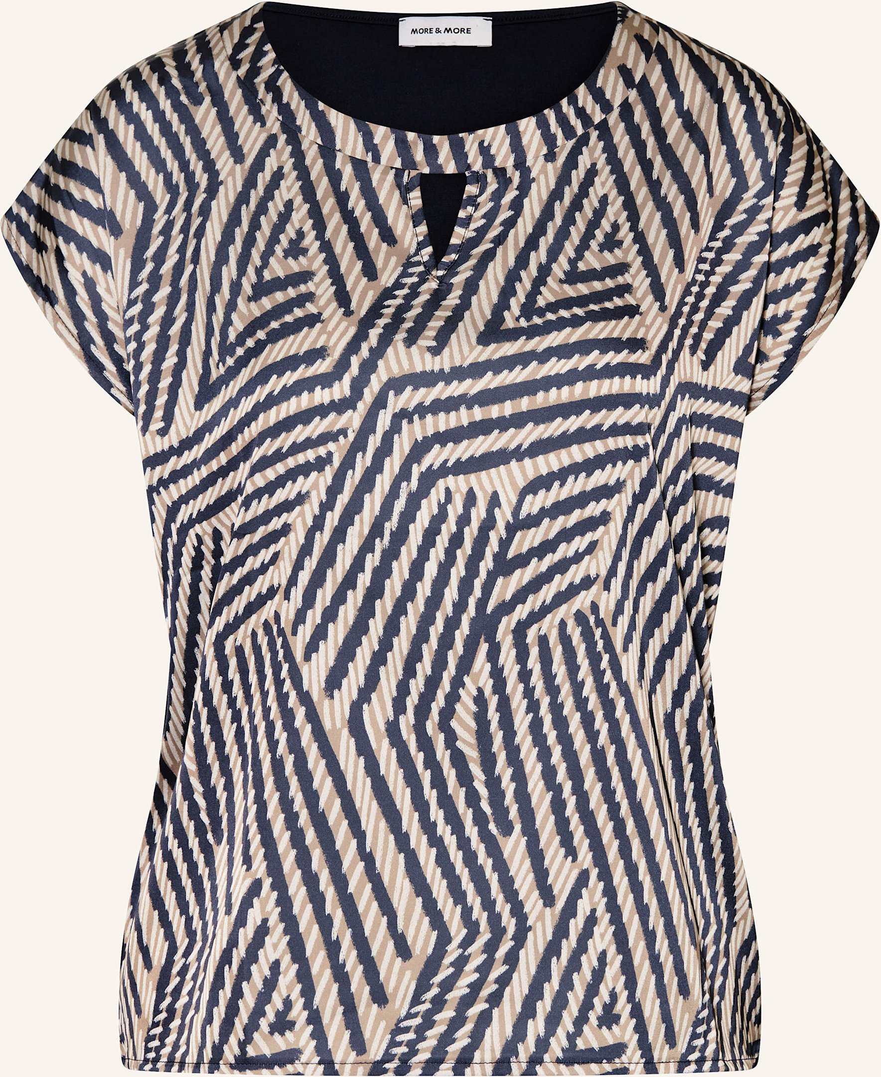 More & More Blusentop Im Materialmix blau