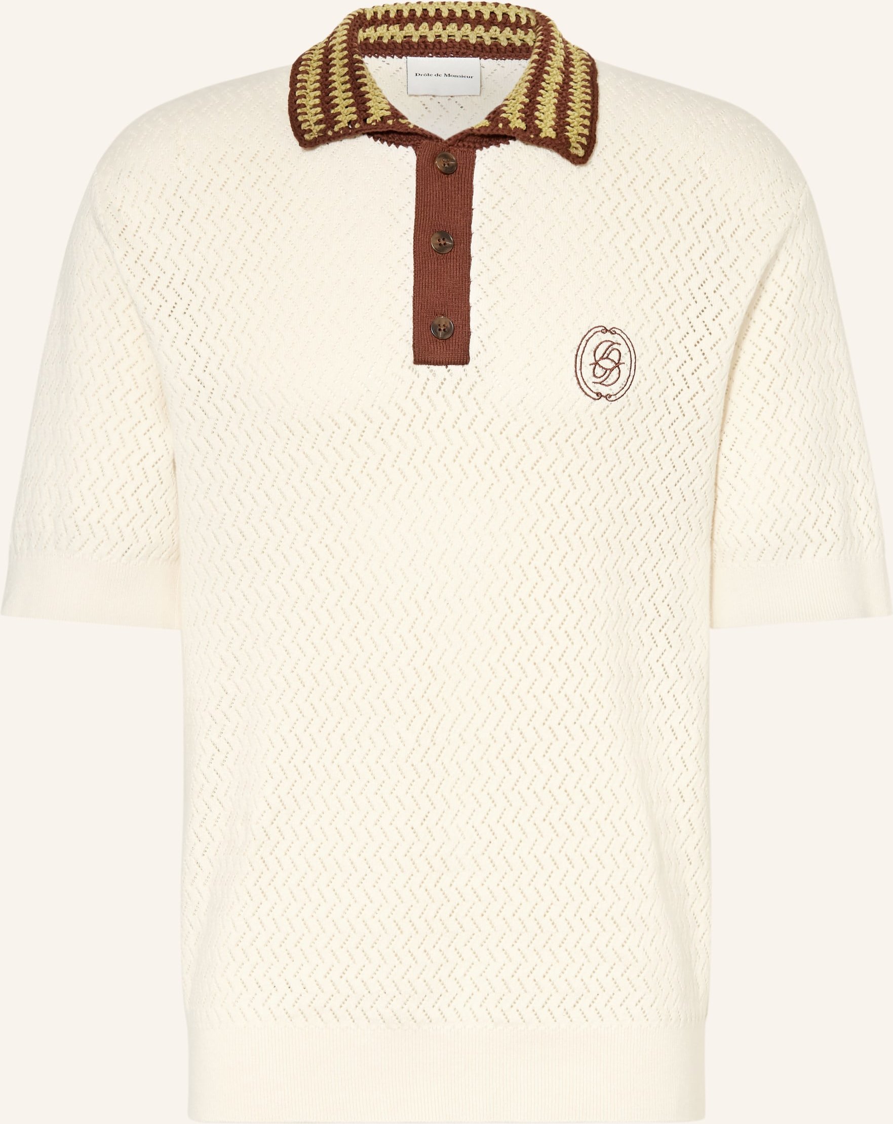 Drôle De Monsieur Strick-Poloshirt weiss