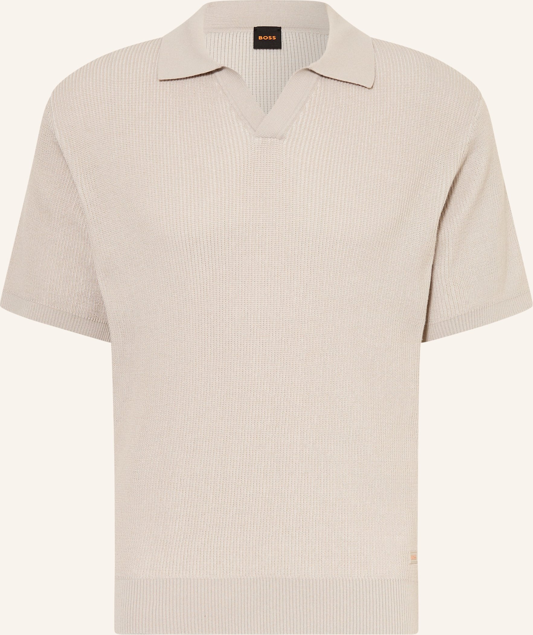 Boss Strick-Poloshirt Aravolo grau