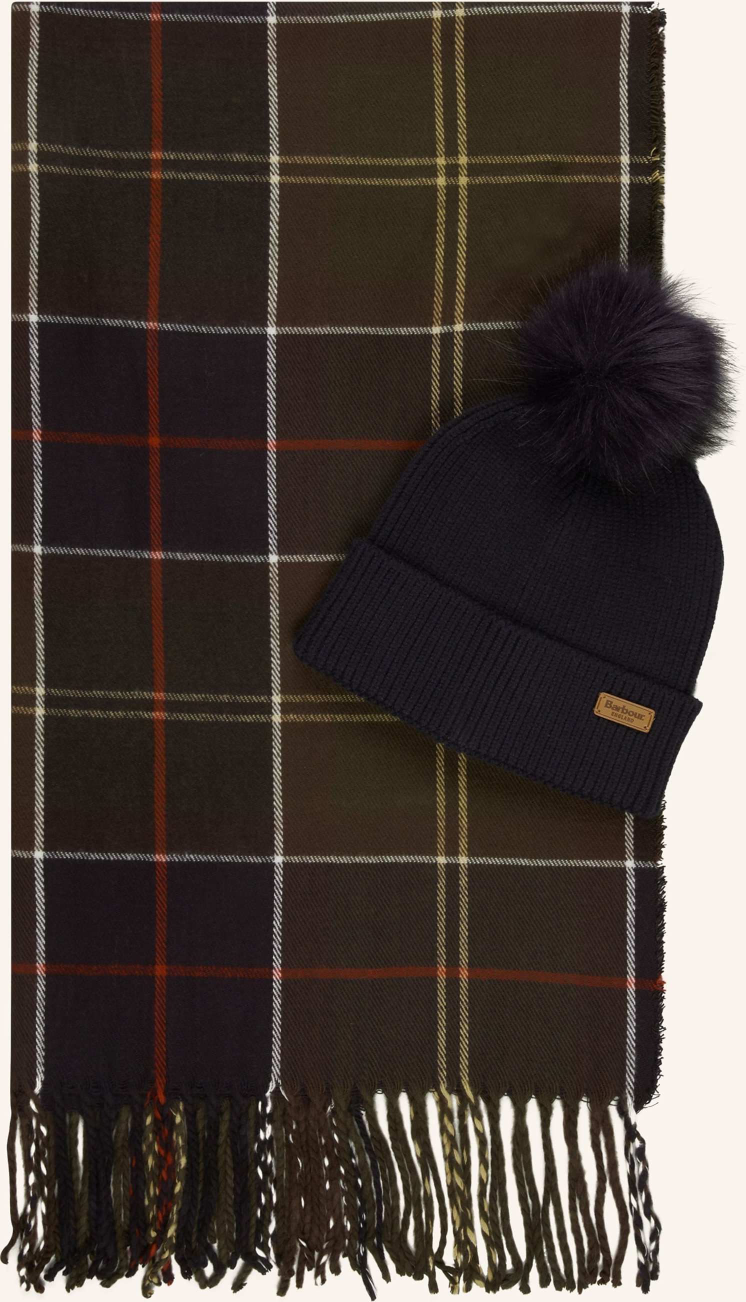 Barbour Set Dover: Schal Und Mütze blau