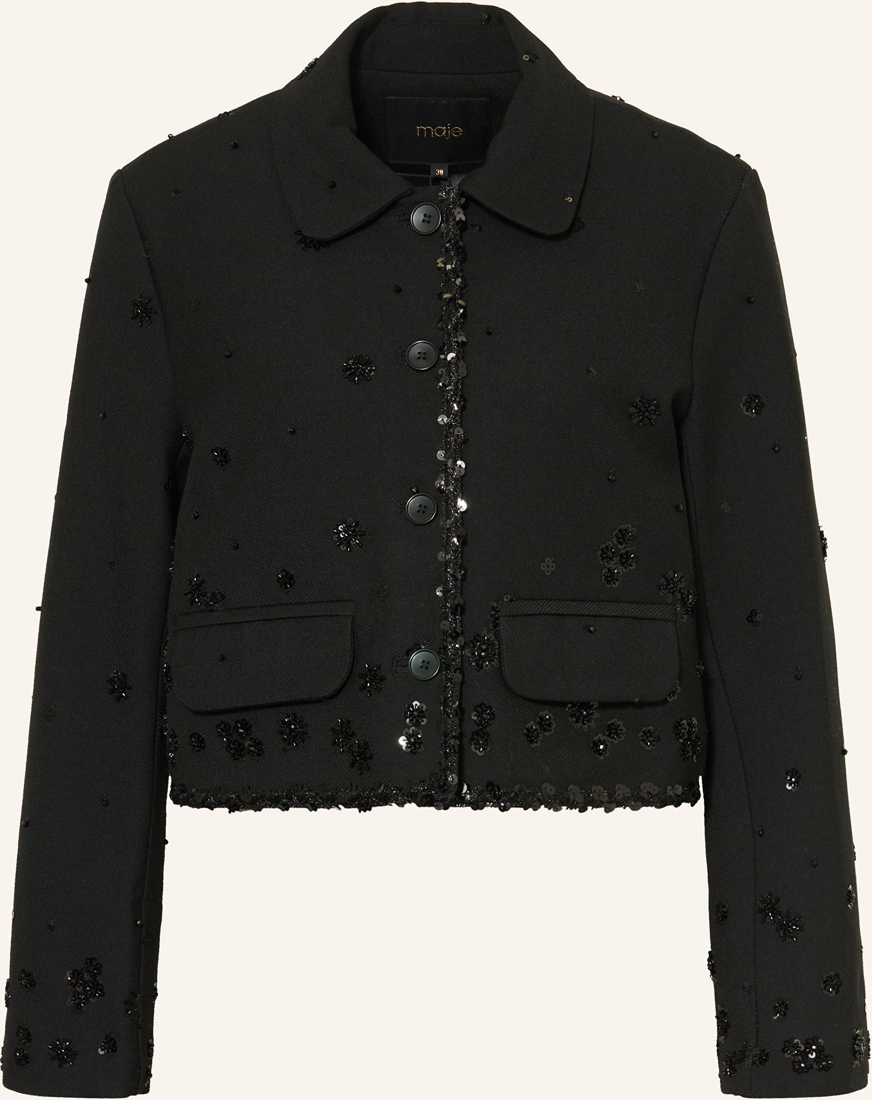 Maje Kastenjacke Mit Pailletten schwarz