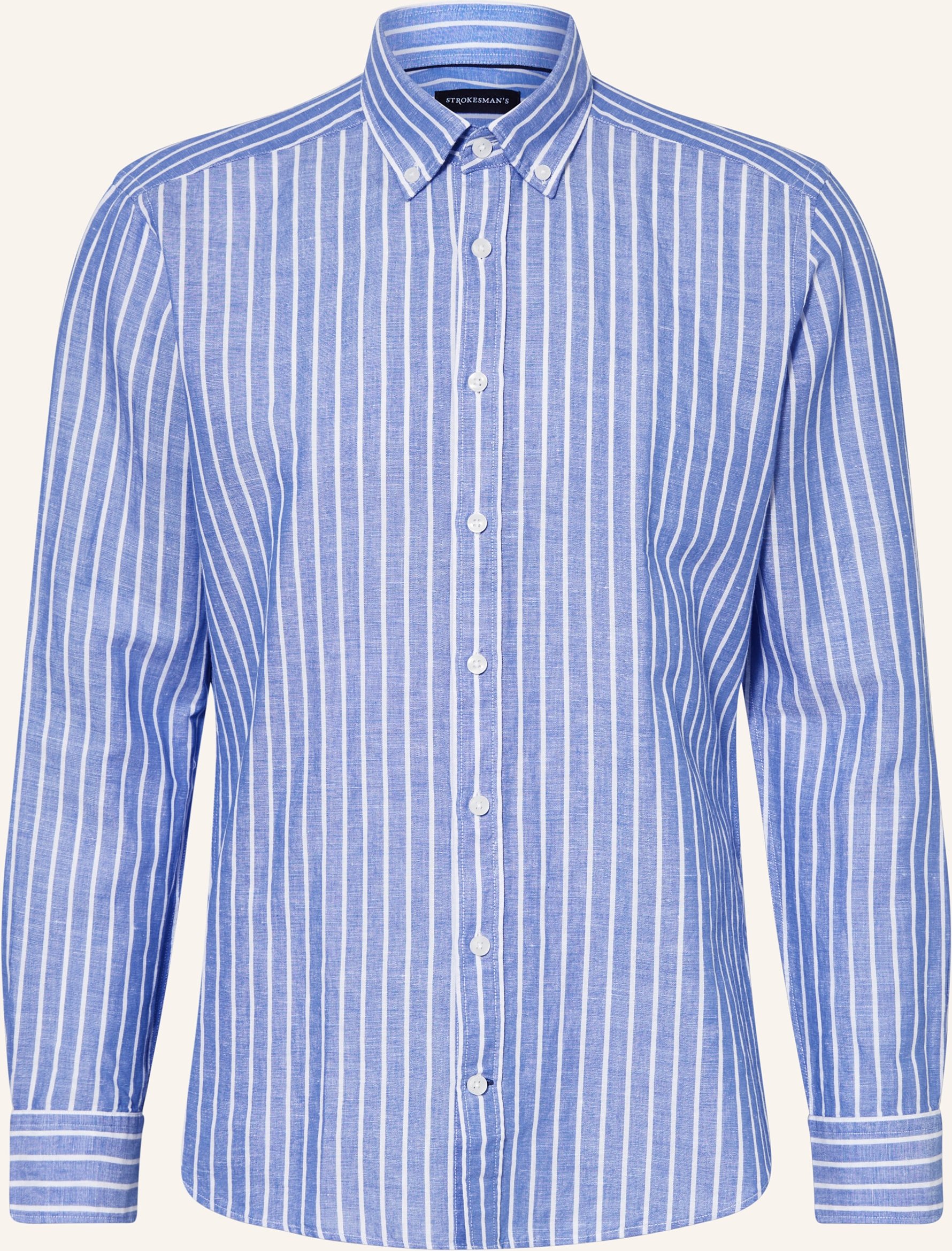 Strokesman's Hemd Regular Fit Mit Leinen blau