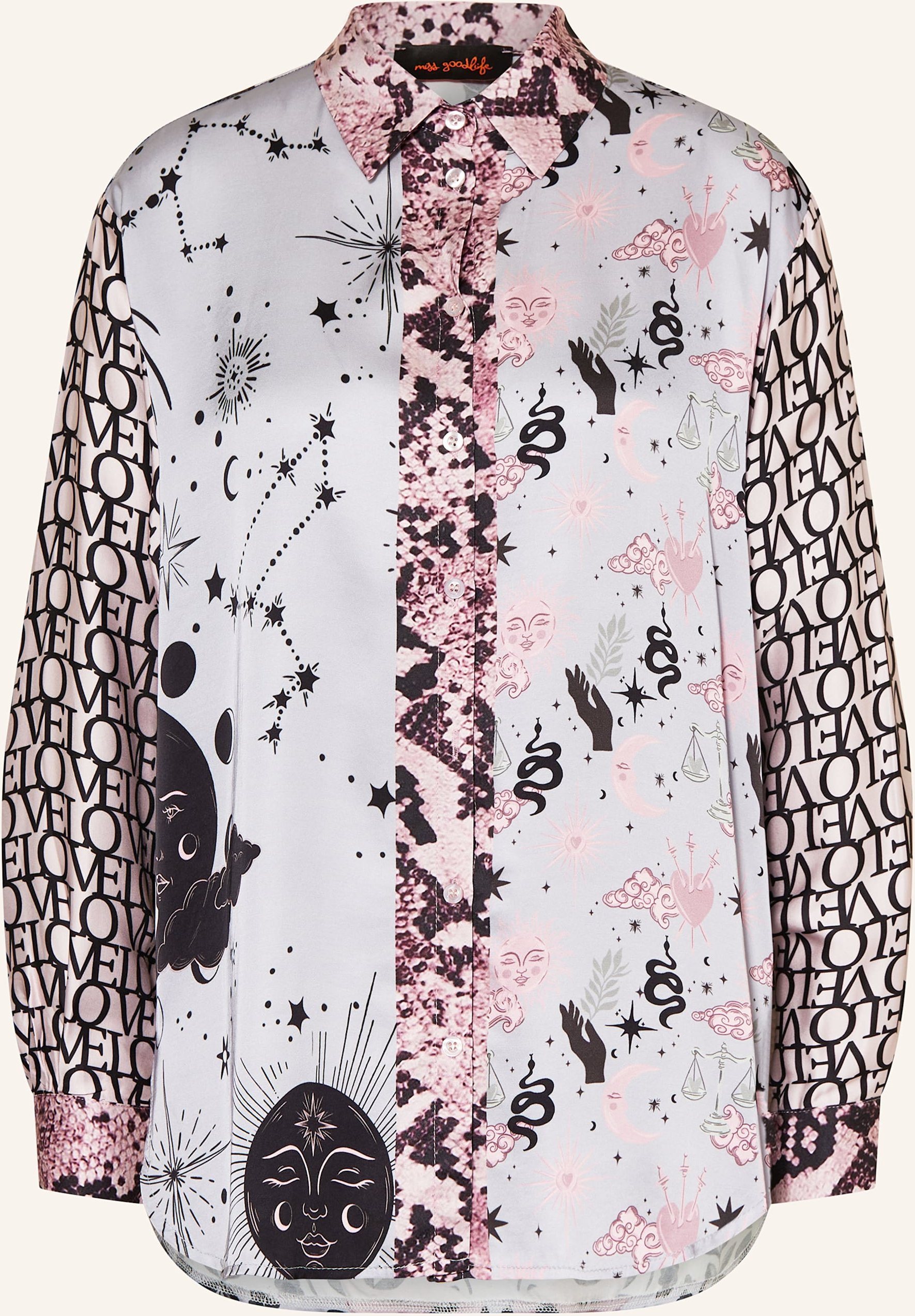 Miss Goodlife Hemdbluse Aus Satin grau