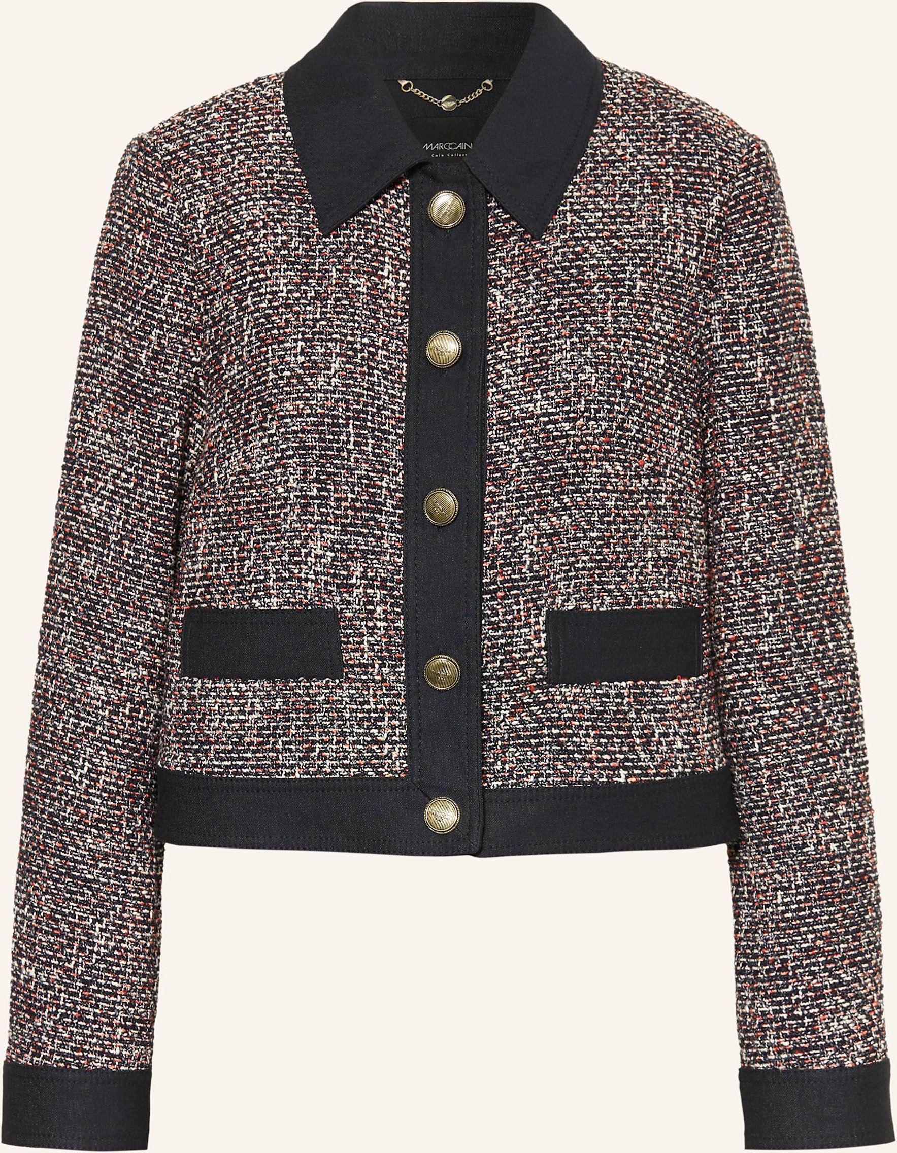 Marc Cain Kastenjacke Aus Tweed Mit Glitzergarn blau
