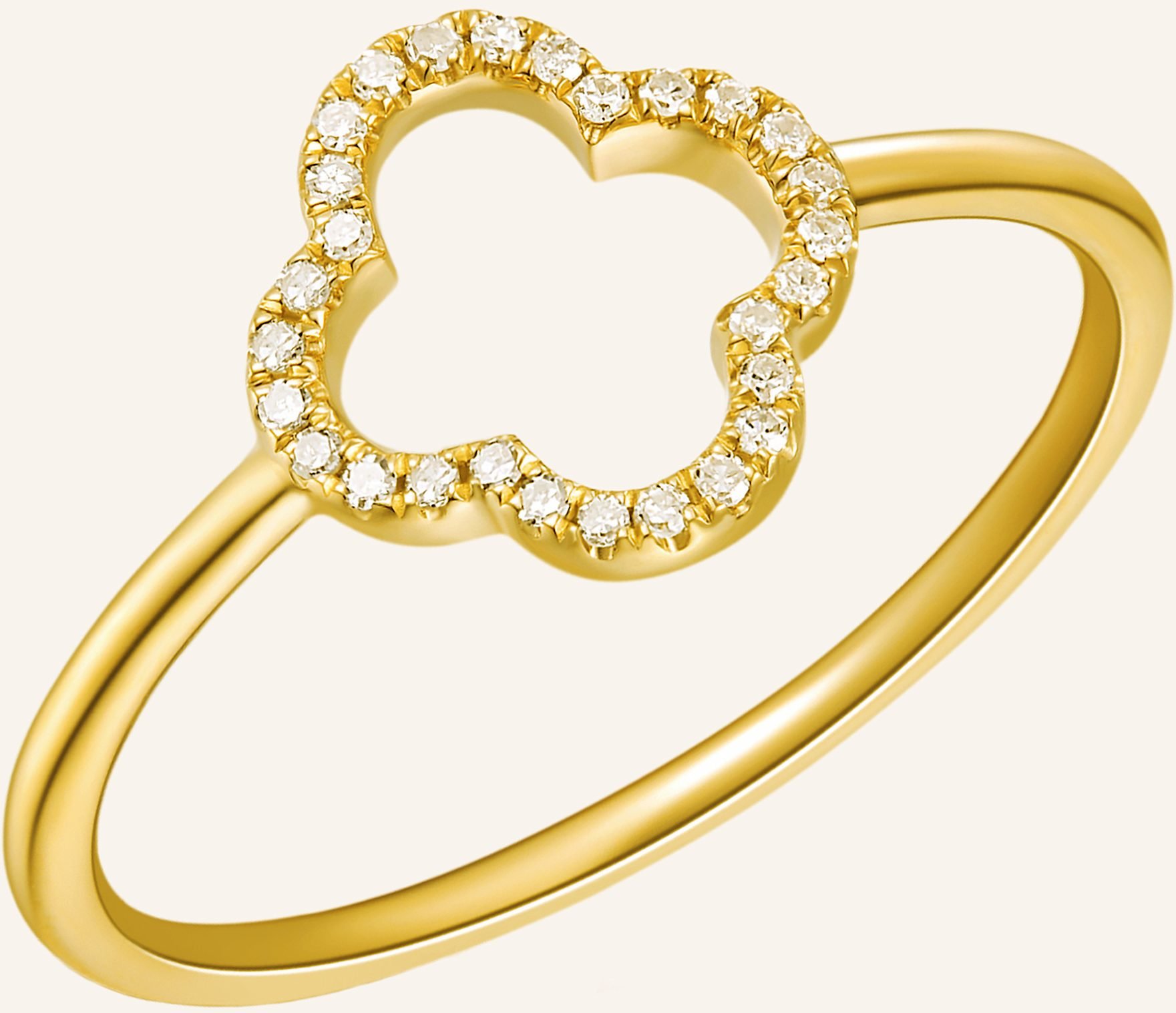 Leaf Ring Kleeblatt Aus 18 Karat Gelbgold Mit Diamanten gold
