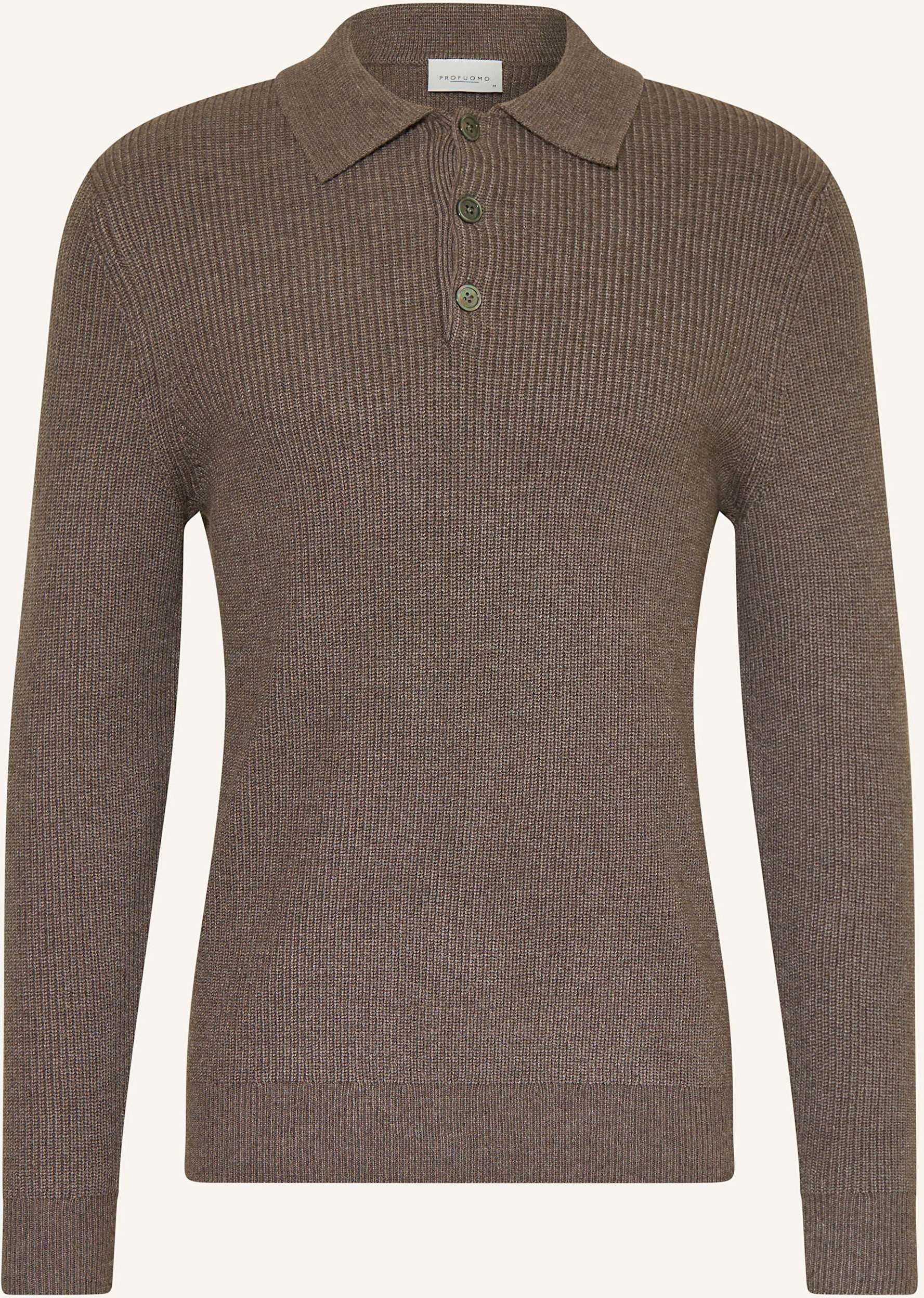 Profuomo Strick-Poloshirt braun