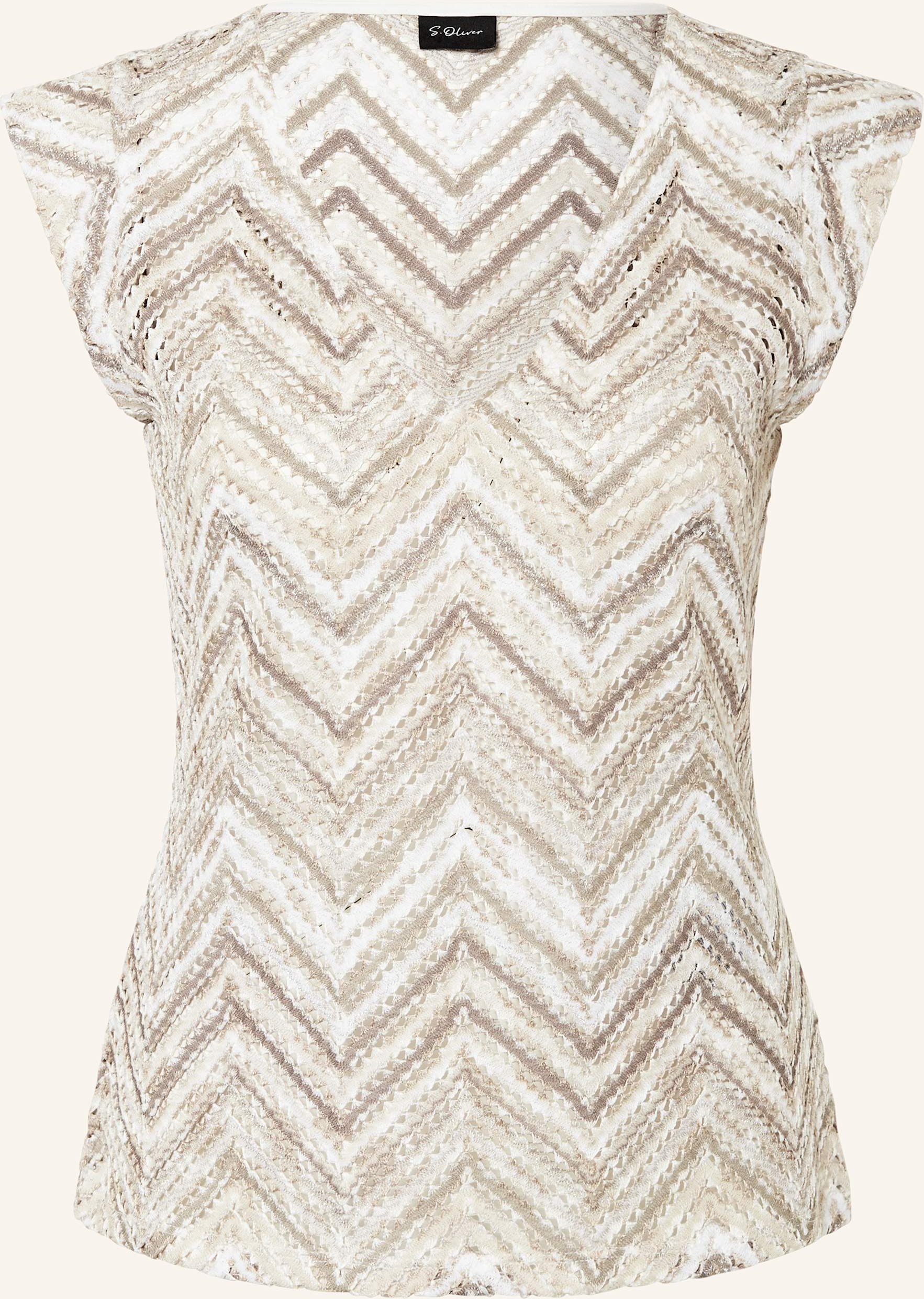 S.Oliver Black Label Häkelshirt Mit Glitzergarn beige