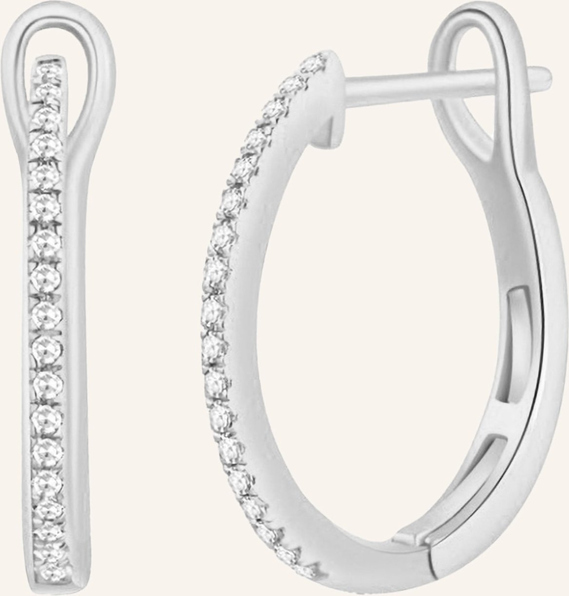 Leaf Creolen Circle S Aus 18 Karat Weißgold Mit Diamanten silber