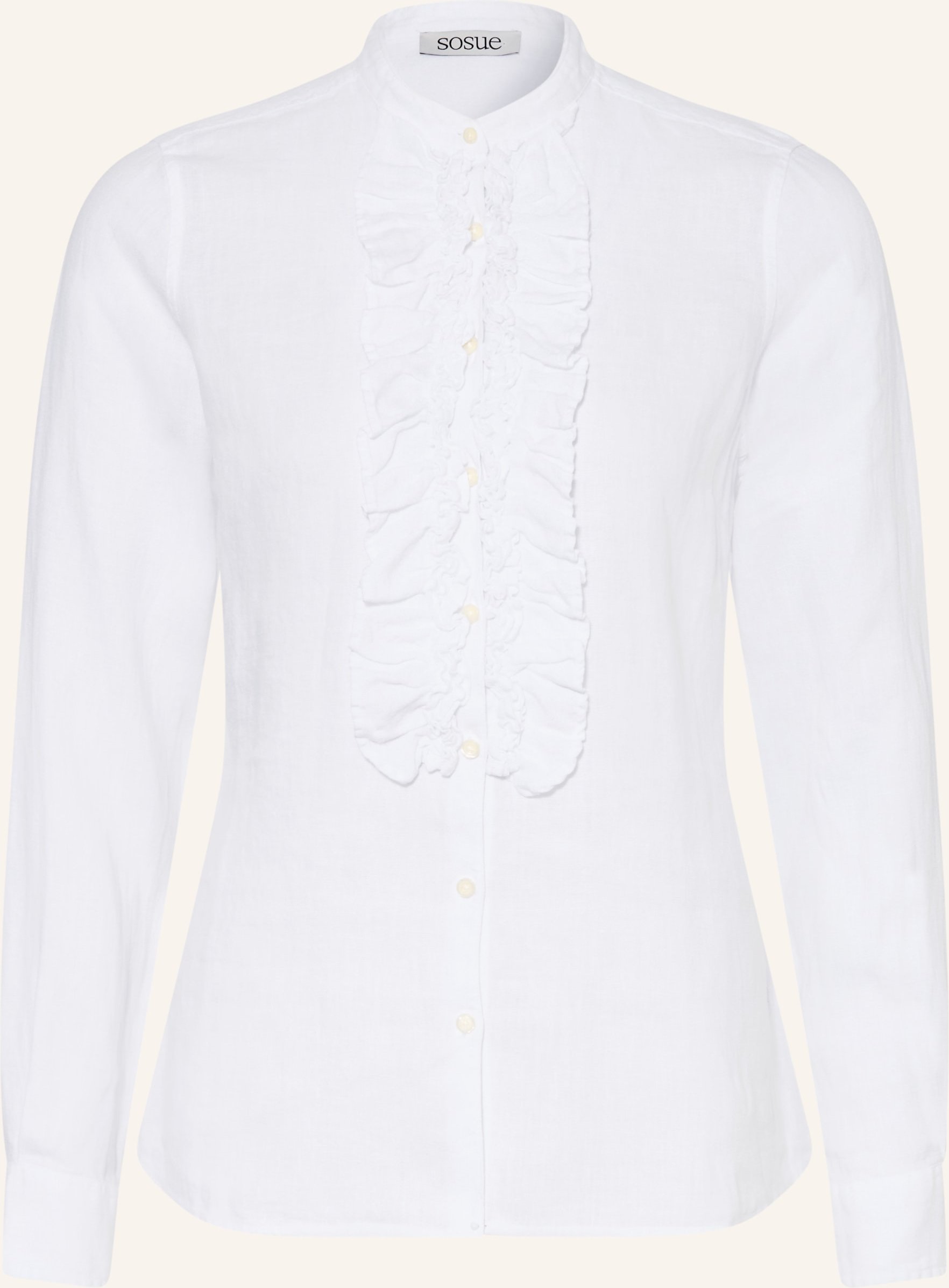 Sosue Leinenbluse Mit Rüschen weiss