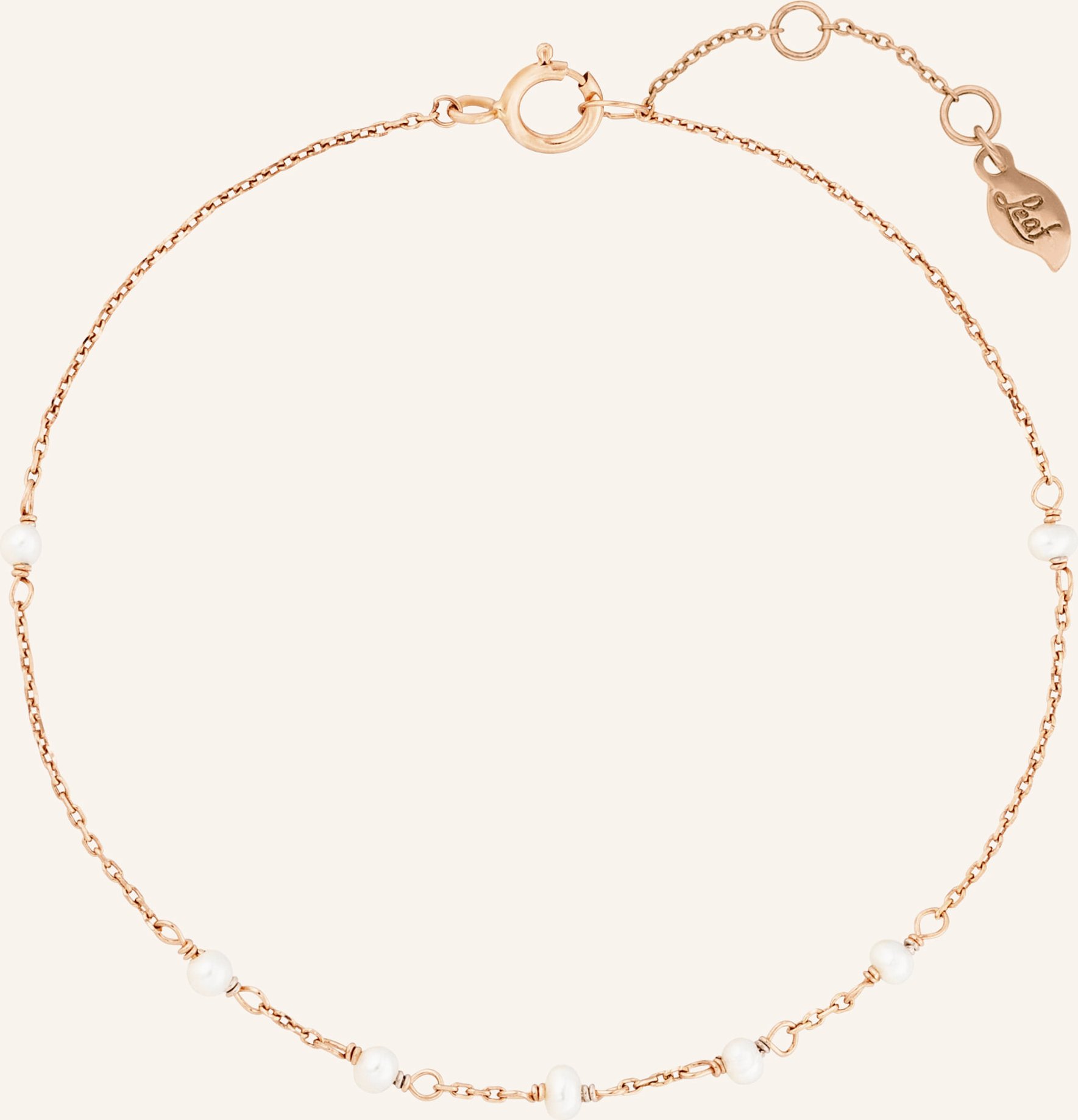 Leaf Armband White Pearls Aus 14 Karat Roségold rosegold