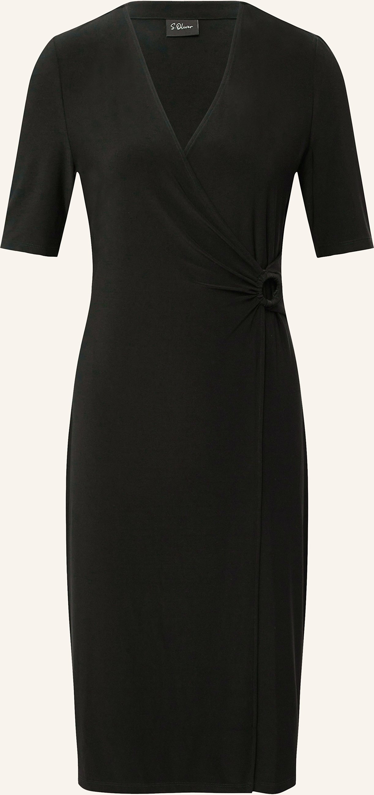 S.Oliver Black Label Kleid In Wickeloptik schwarz