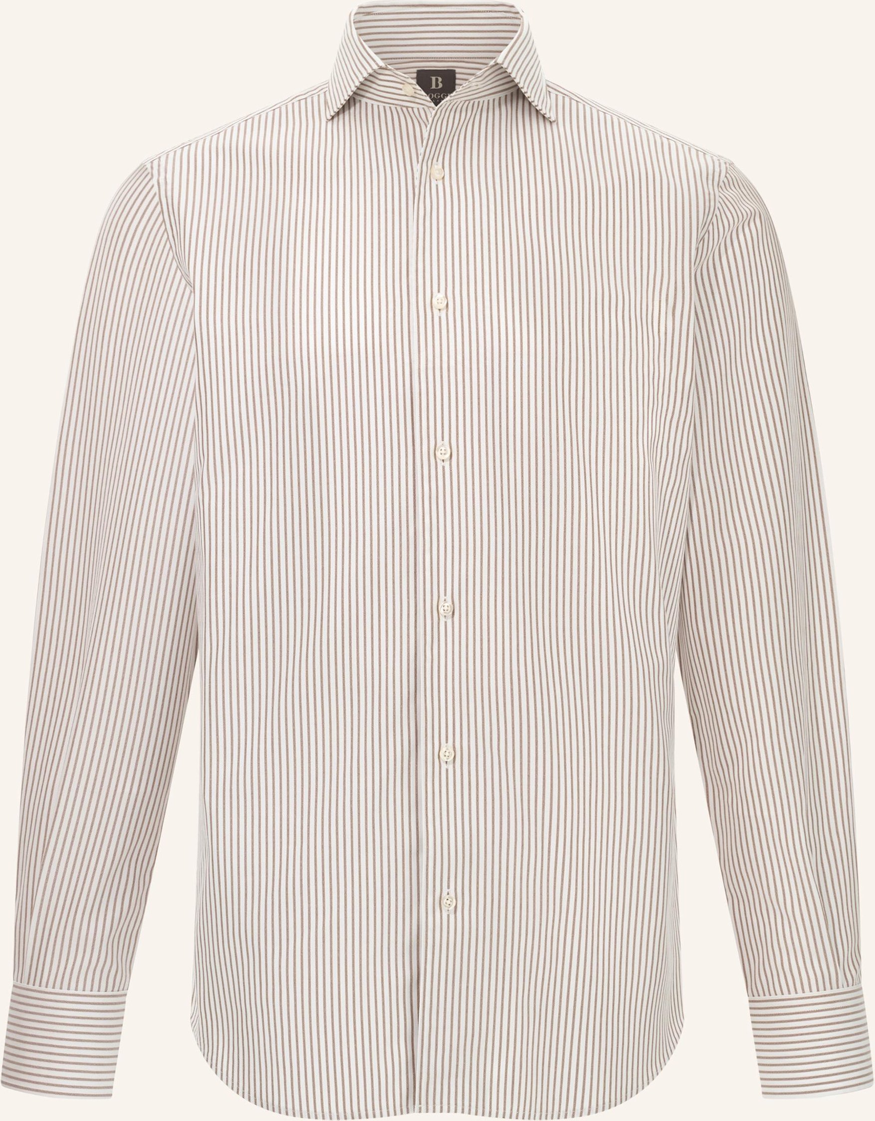 Boggi Milano Regular Fit Striped Cotton Shirt braun