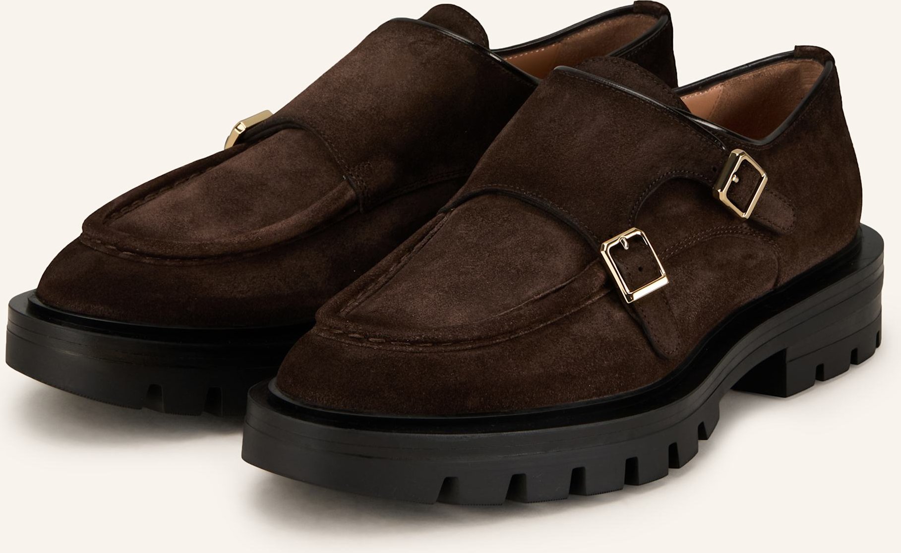 Thumbnail - Santoni Double-Monks Feint braun