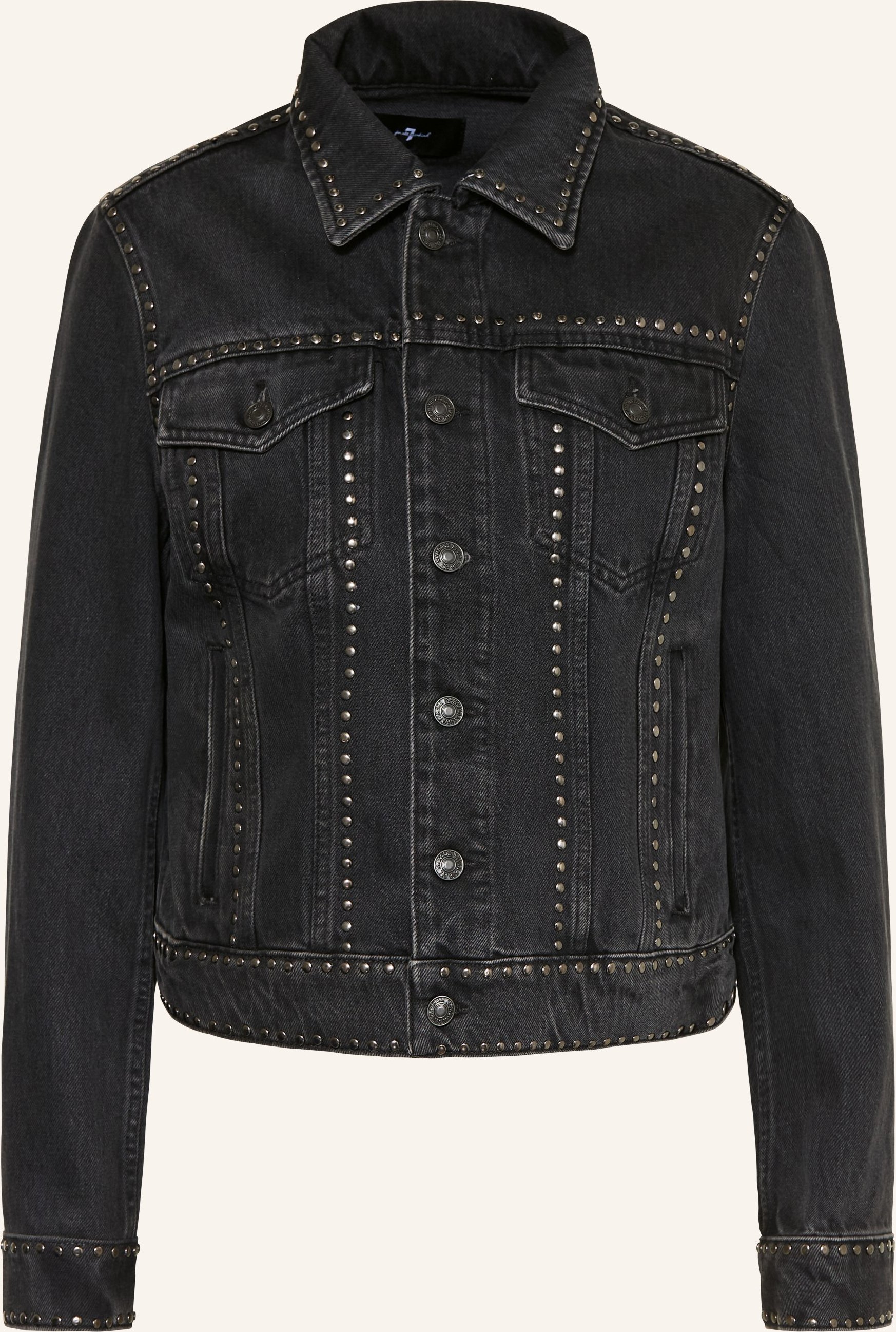 7 For All Mankind Jeansjacke Adi Trucker Mit Nieten schwarz
