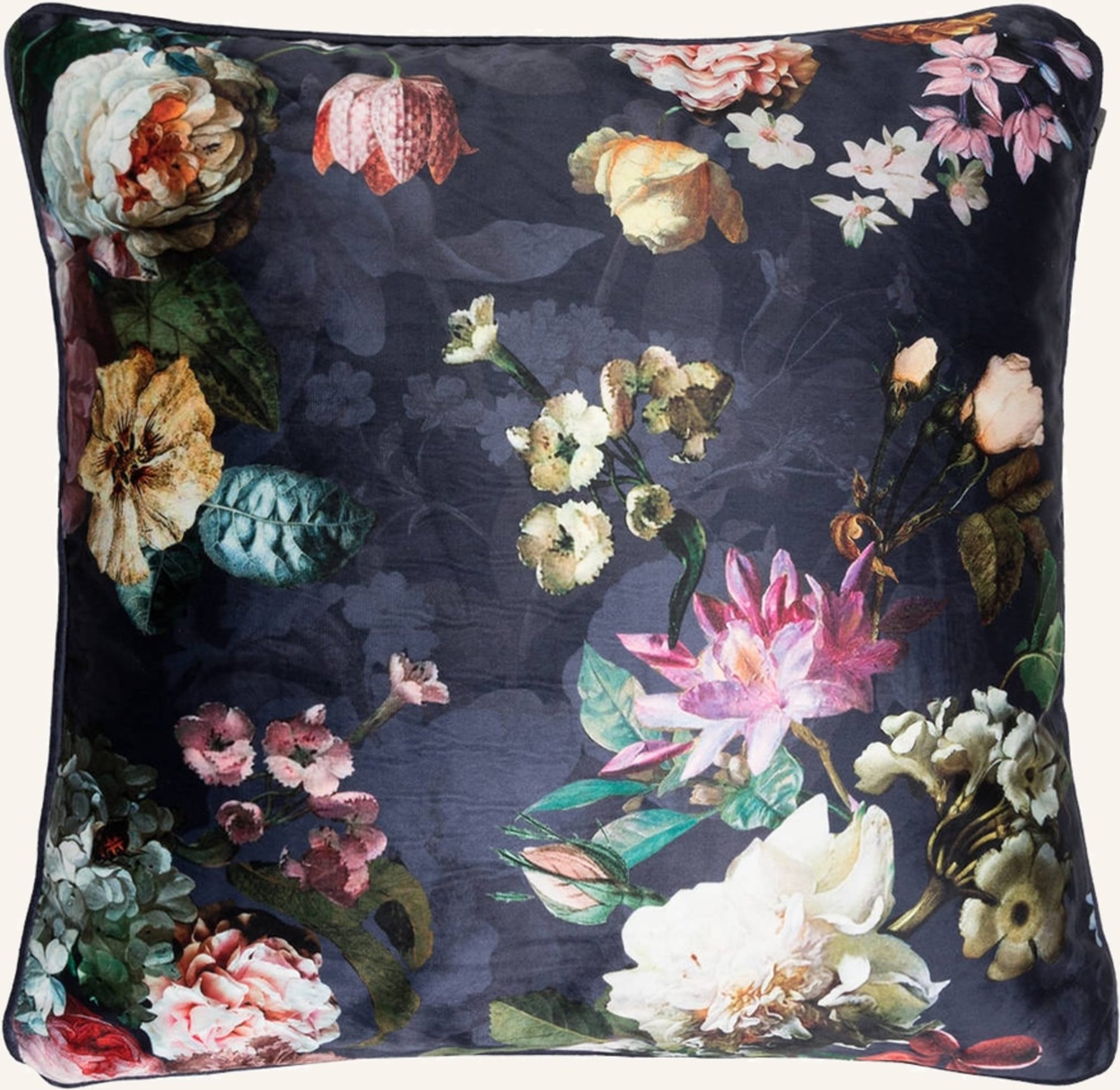 Essenza Samt-Dekokissen Fleur blau