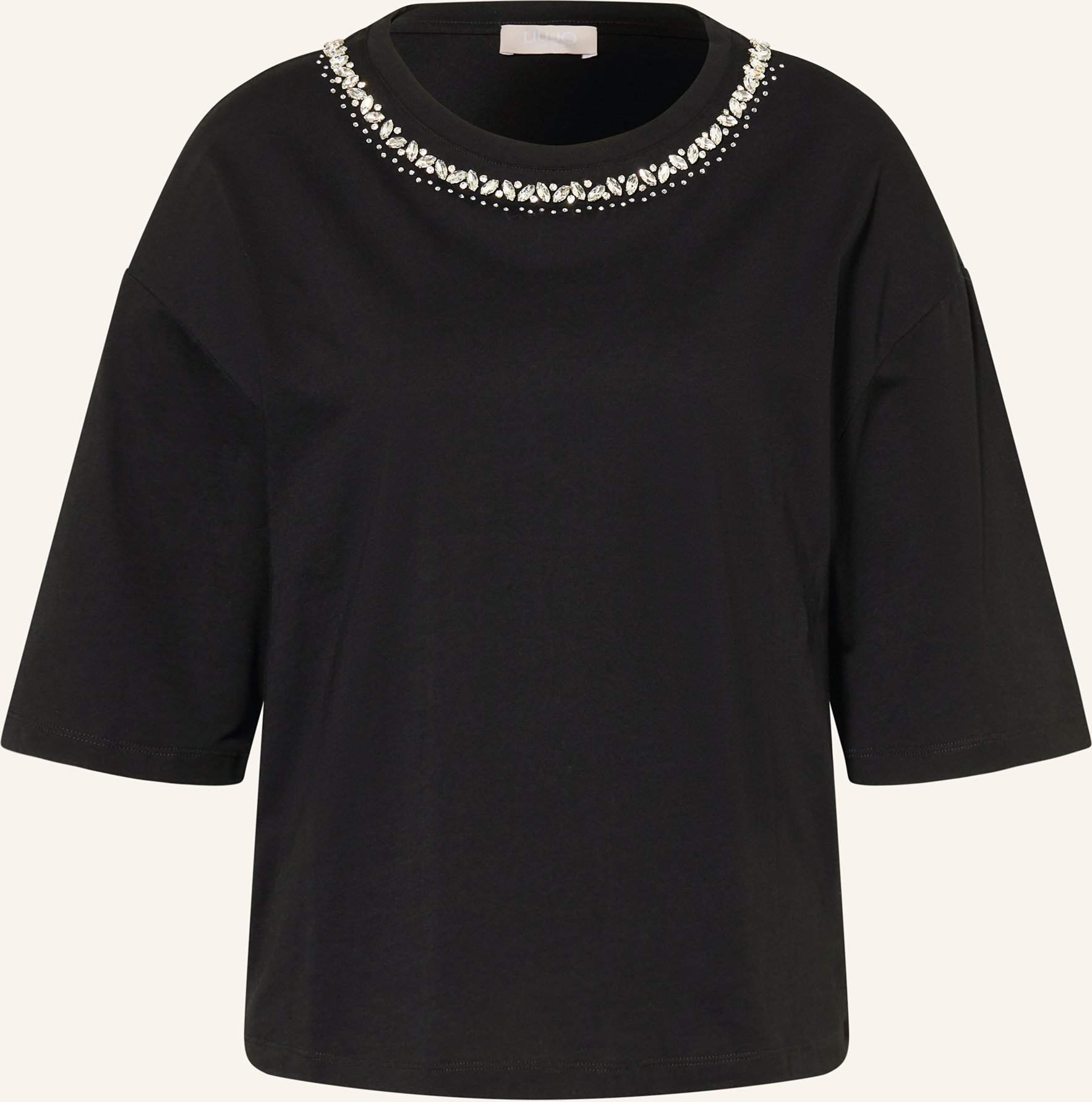 Liu Jo T-Shirt Mit 3/4-Arm Und Schmucksteinen schwarz