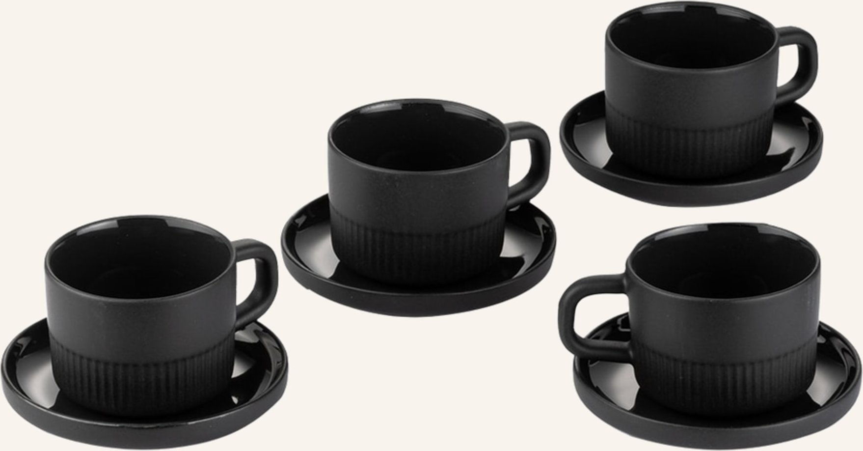 Marc O'polo 4er-Set Espressotassen Moments Mit Untertasse grau