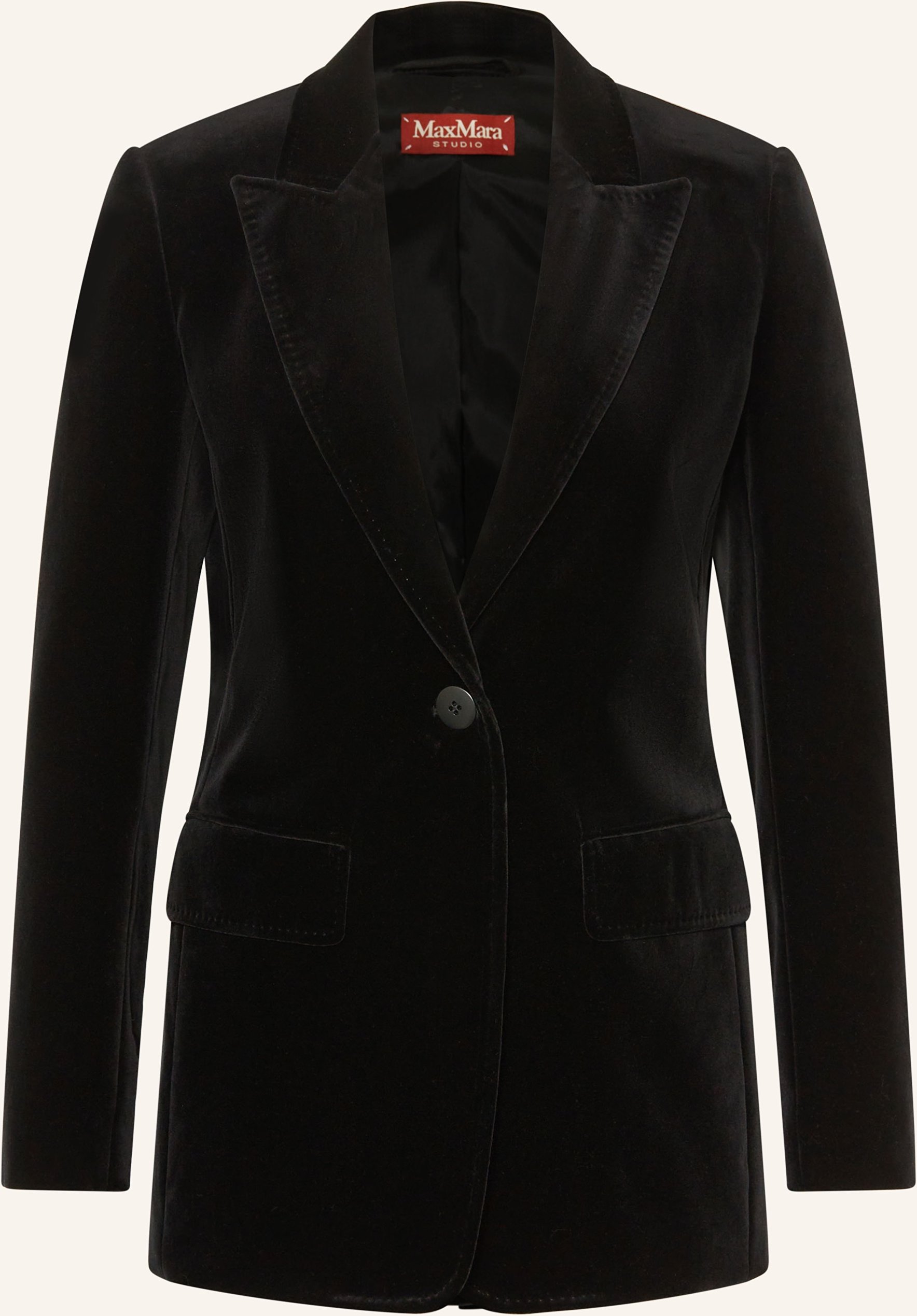 Max Mara Studio Samtblazer Quadro schwarz