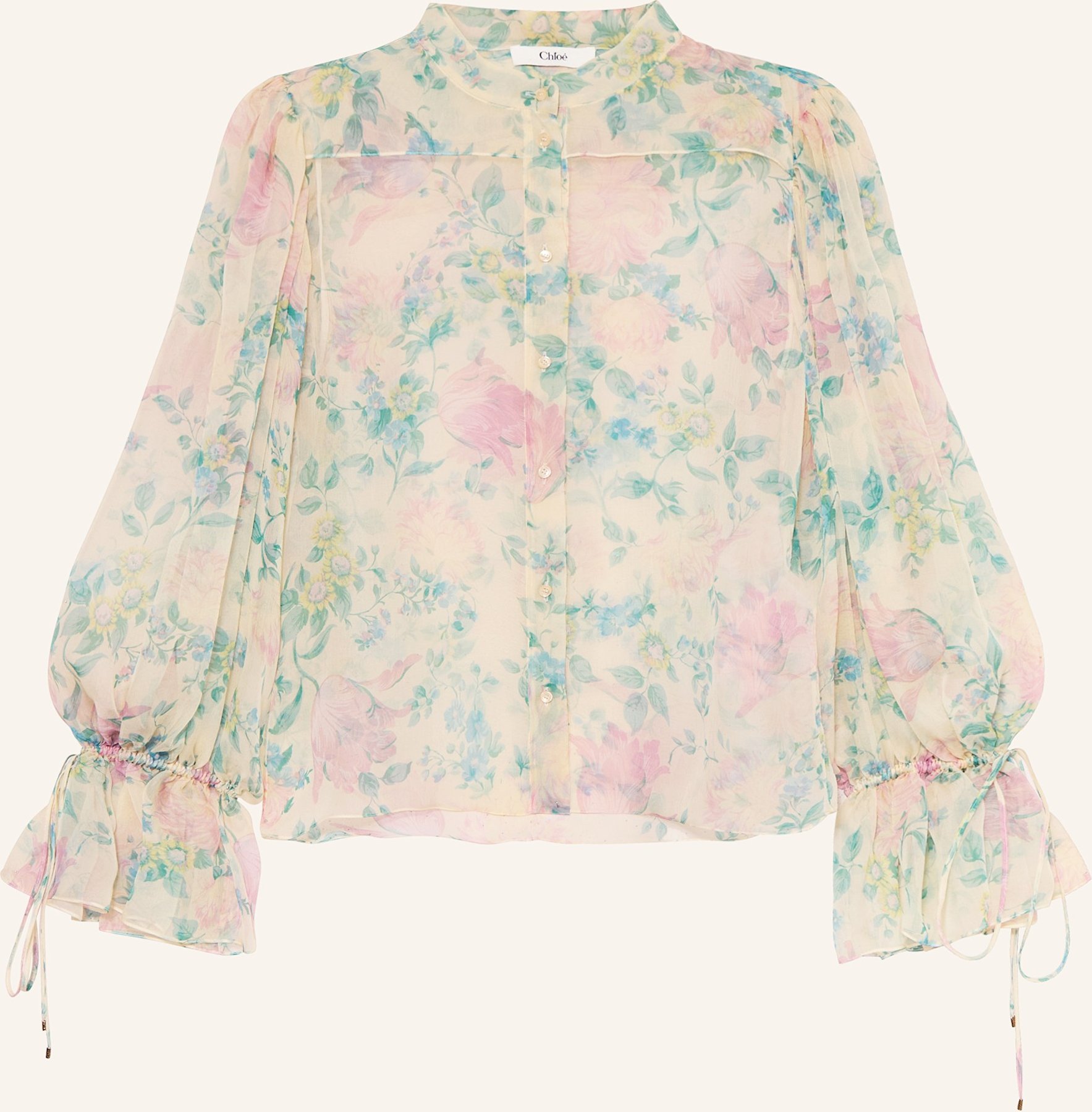 Chloé Seidenbluse Mit Rüschen beige