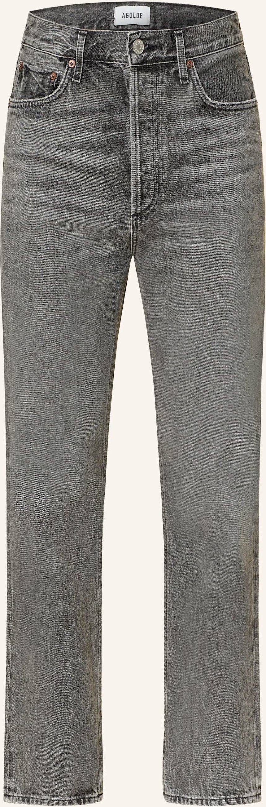 Agolde Straight Jeans 90's Pinch Waist Crop schwarz