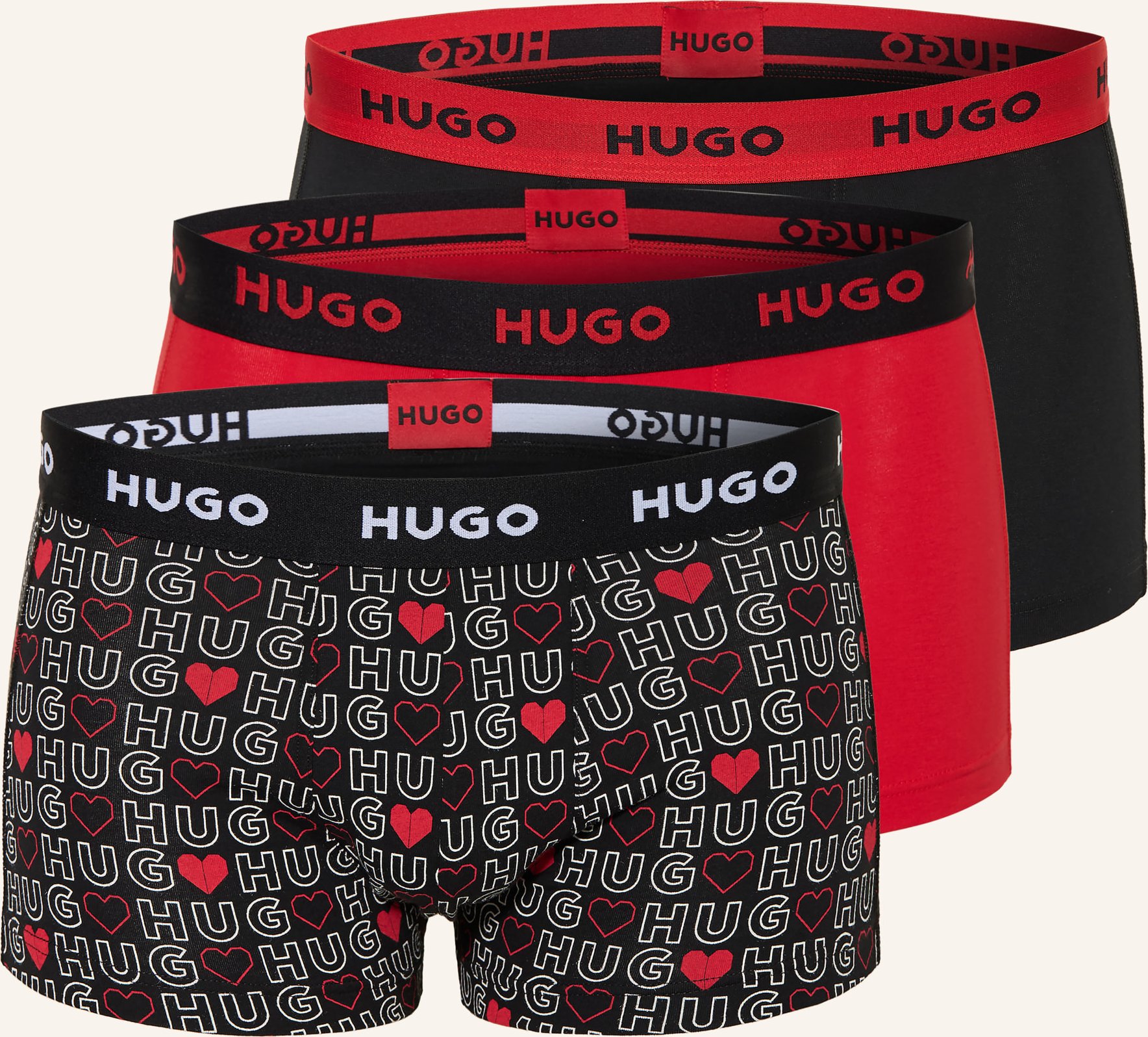Thumbnail - Hugo 3er-Pack Boxershorts rot
