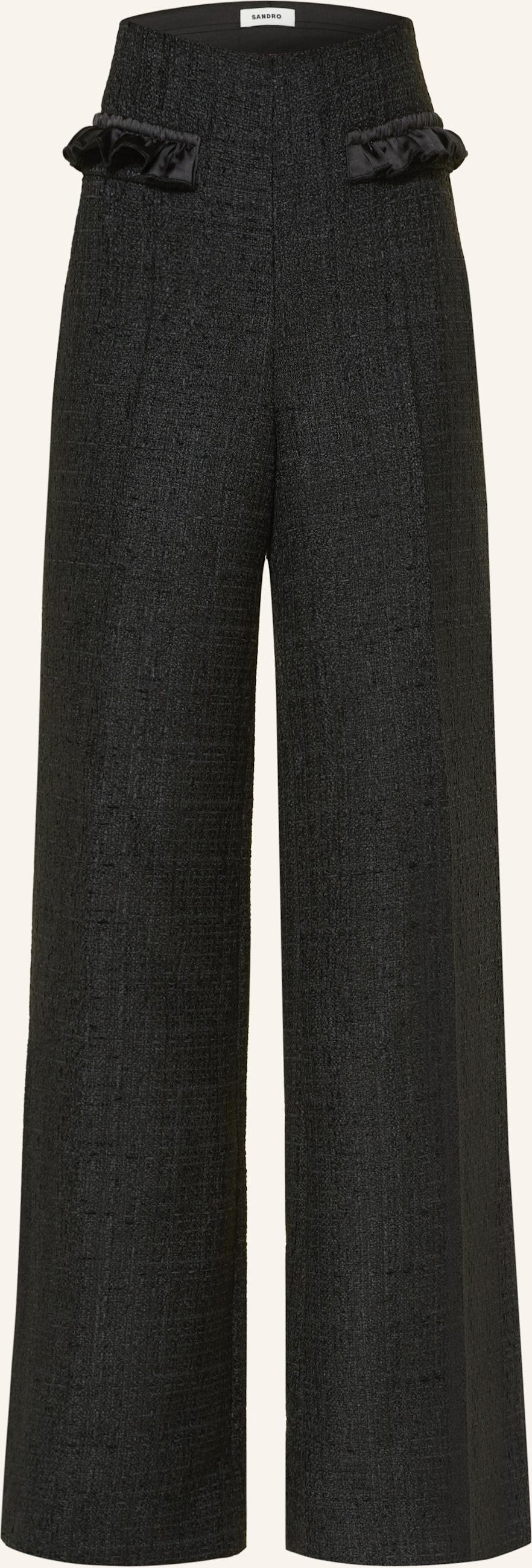 Sandro Tweed-Hose Mit Rüschen schwarz