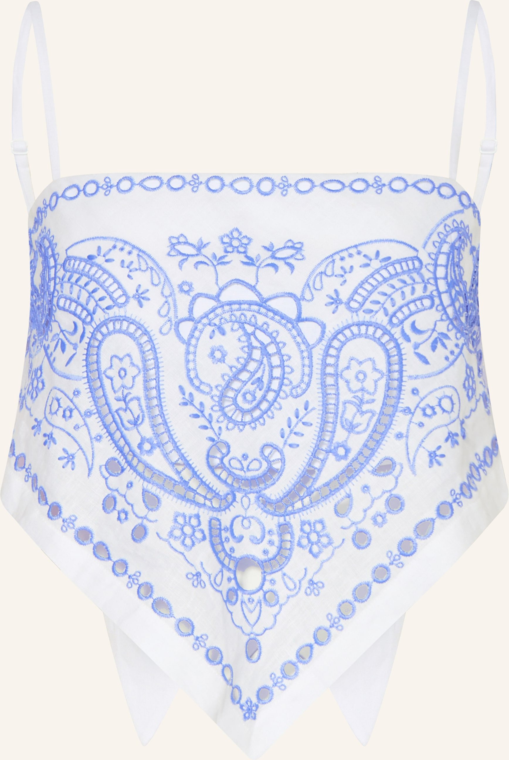 Self-Portrait Leinentop Mit Lochspitze weiss