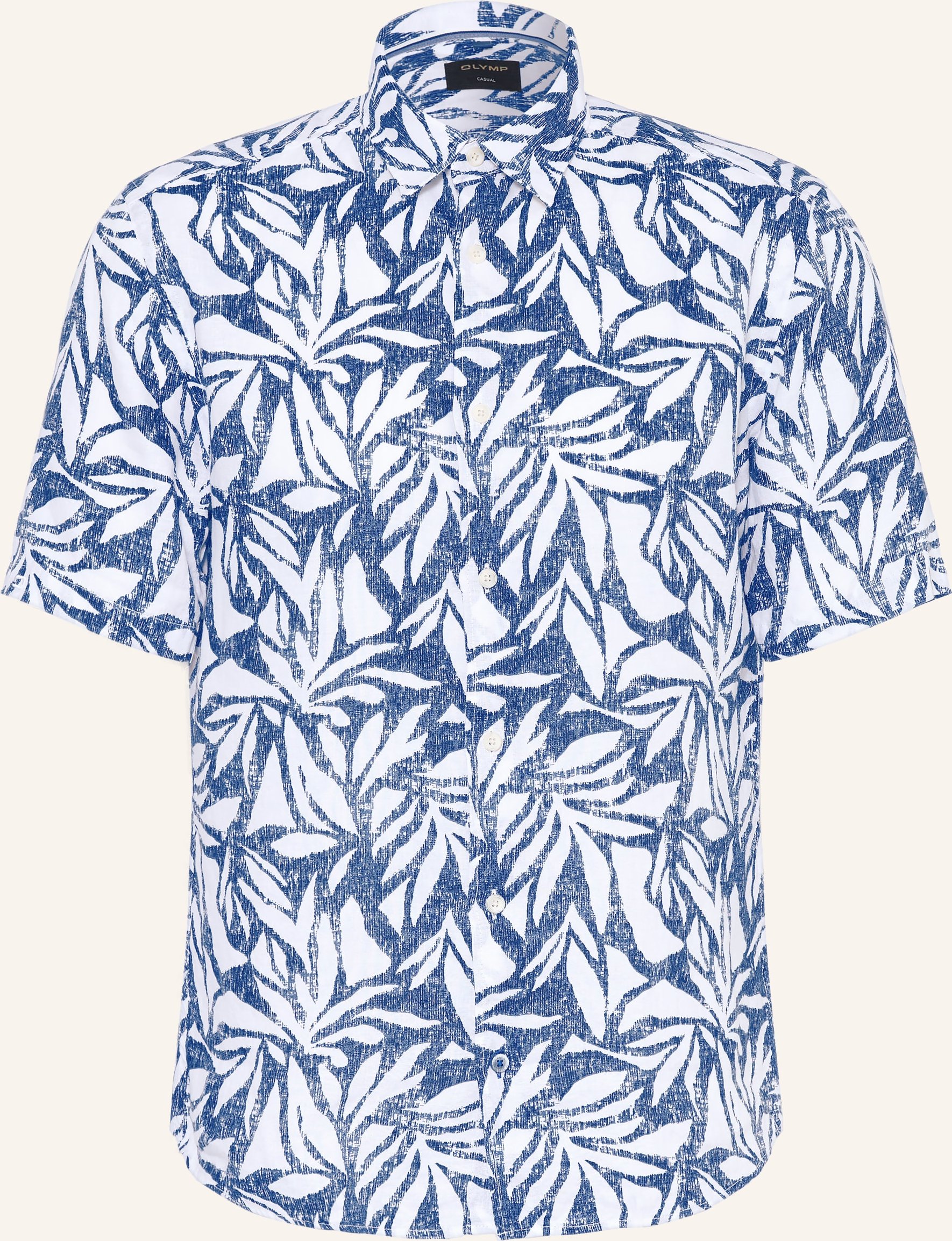 Olymp Kurzarm-Hemd Regular Fit Aus Leinen blau