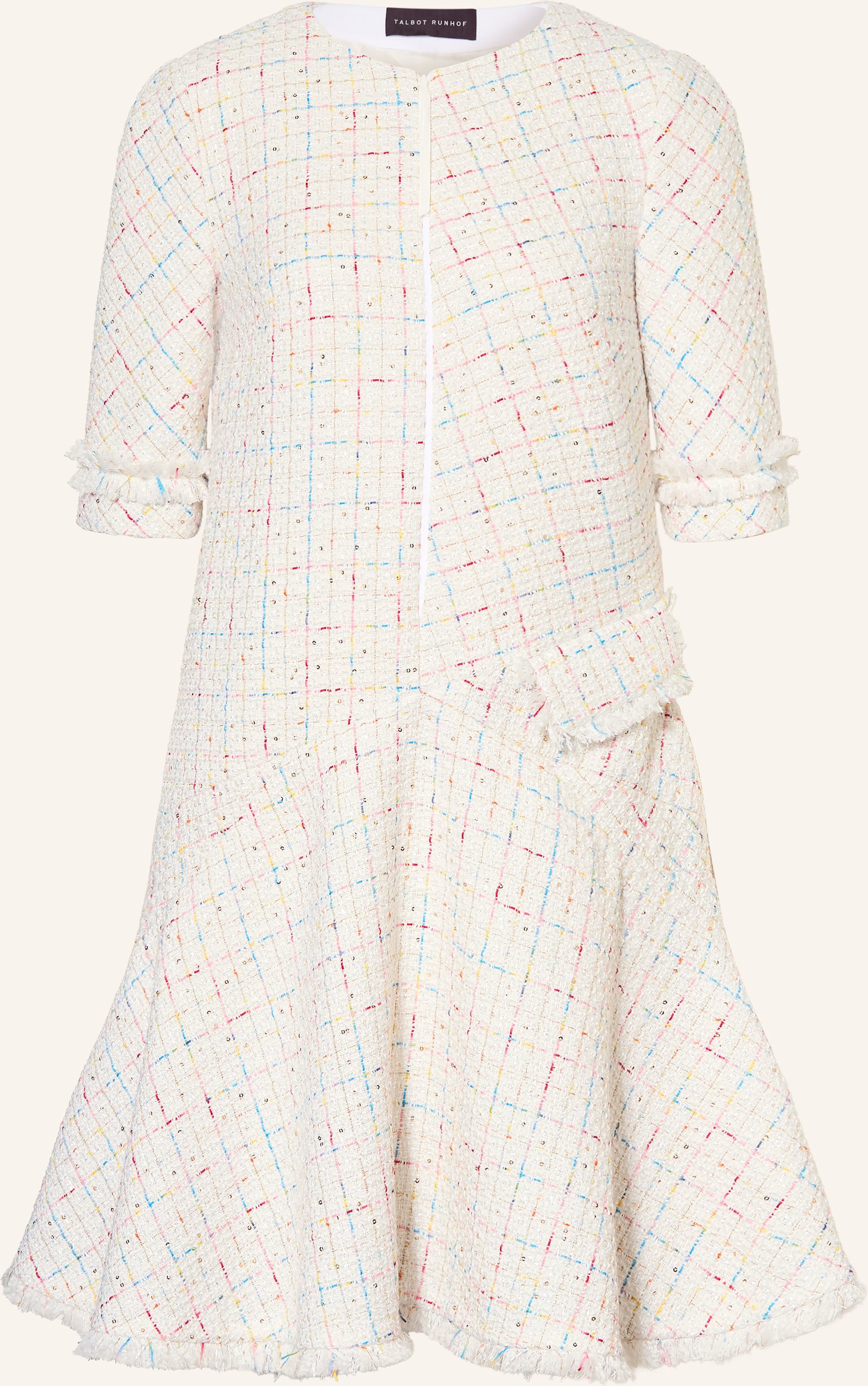 Talbot Runhof Tweed-Kleid weiss