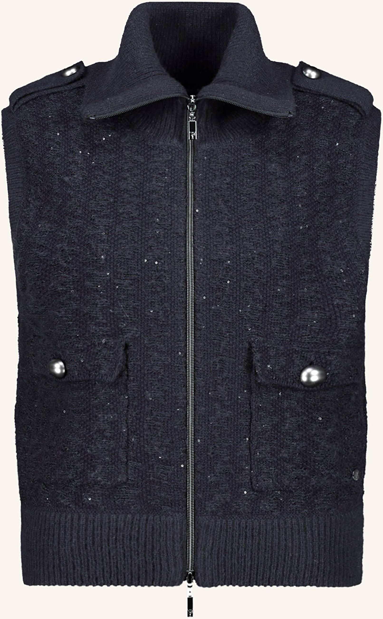 Monari Strickweste Mit Pailletten grau