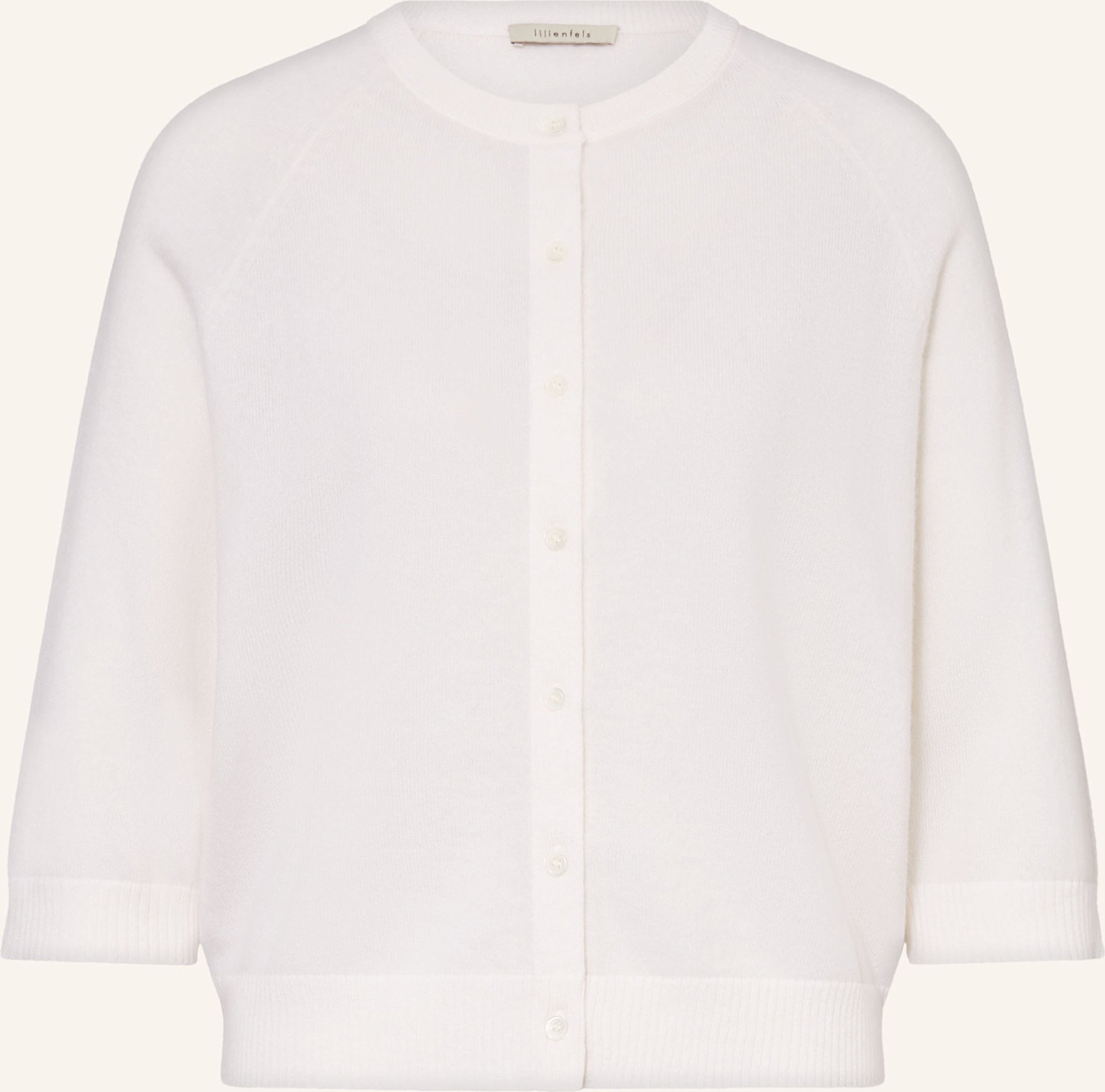 Lilienfels Strickjacke Aus Cashmere Mit 3/4-Arm weiss