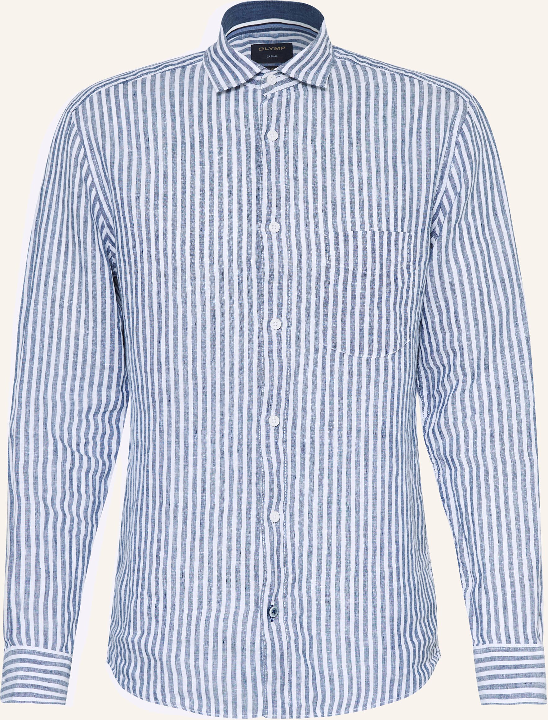 Thumbnail - Olymp Leinenhemd Casual Regular Fit blau