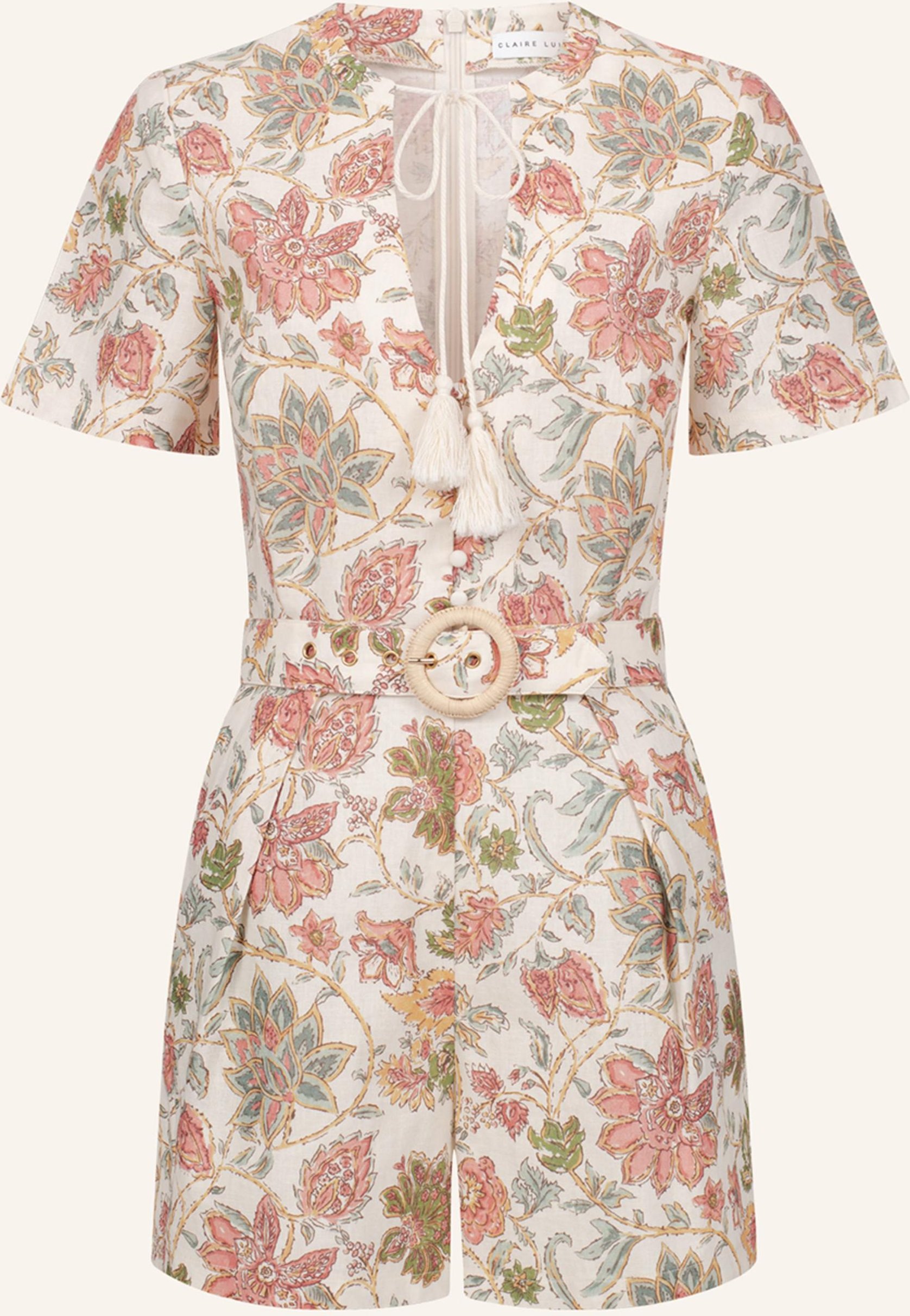 Claire Luise Jumpsuit Mit Gürtel beige