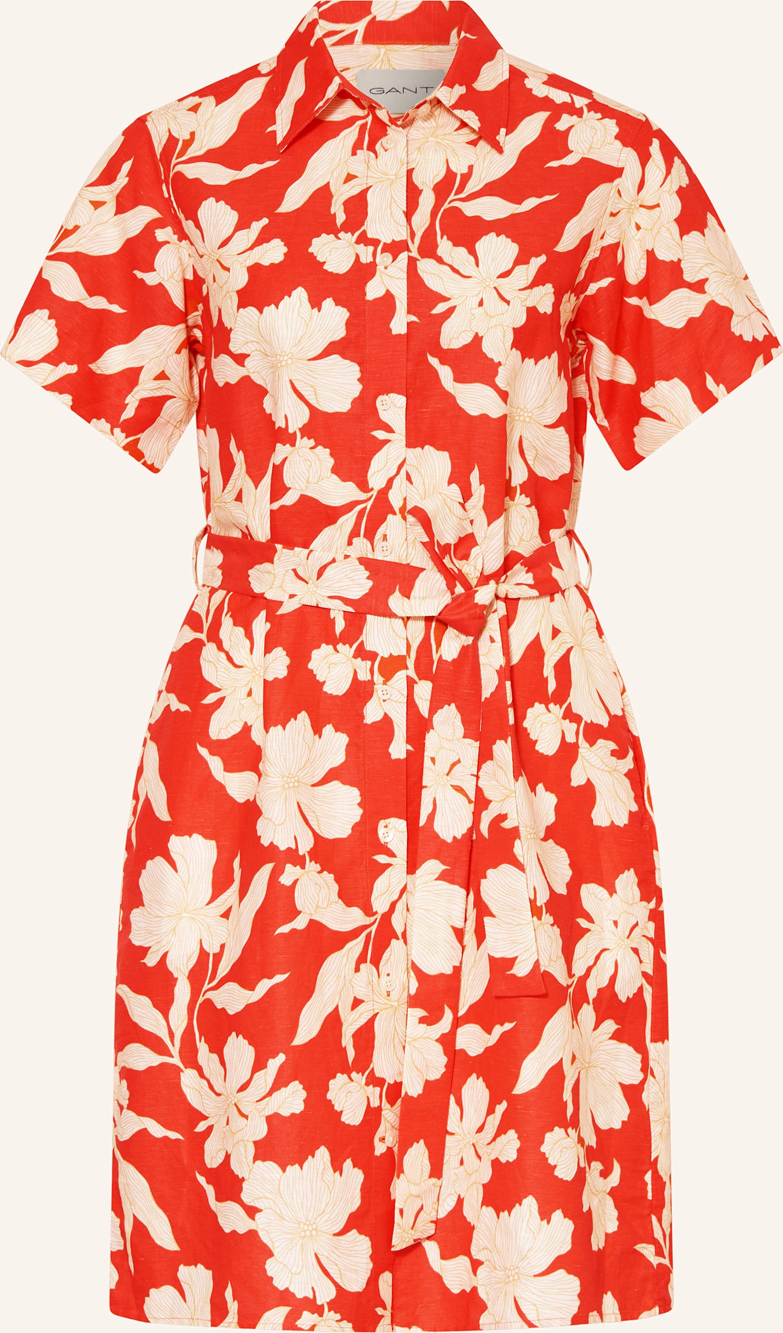 Gant Hemdblusenkleid Aus Leinen rot