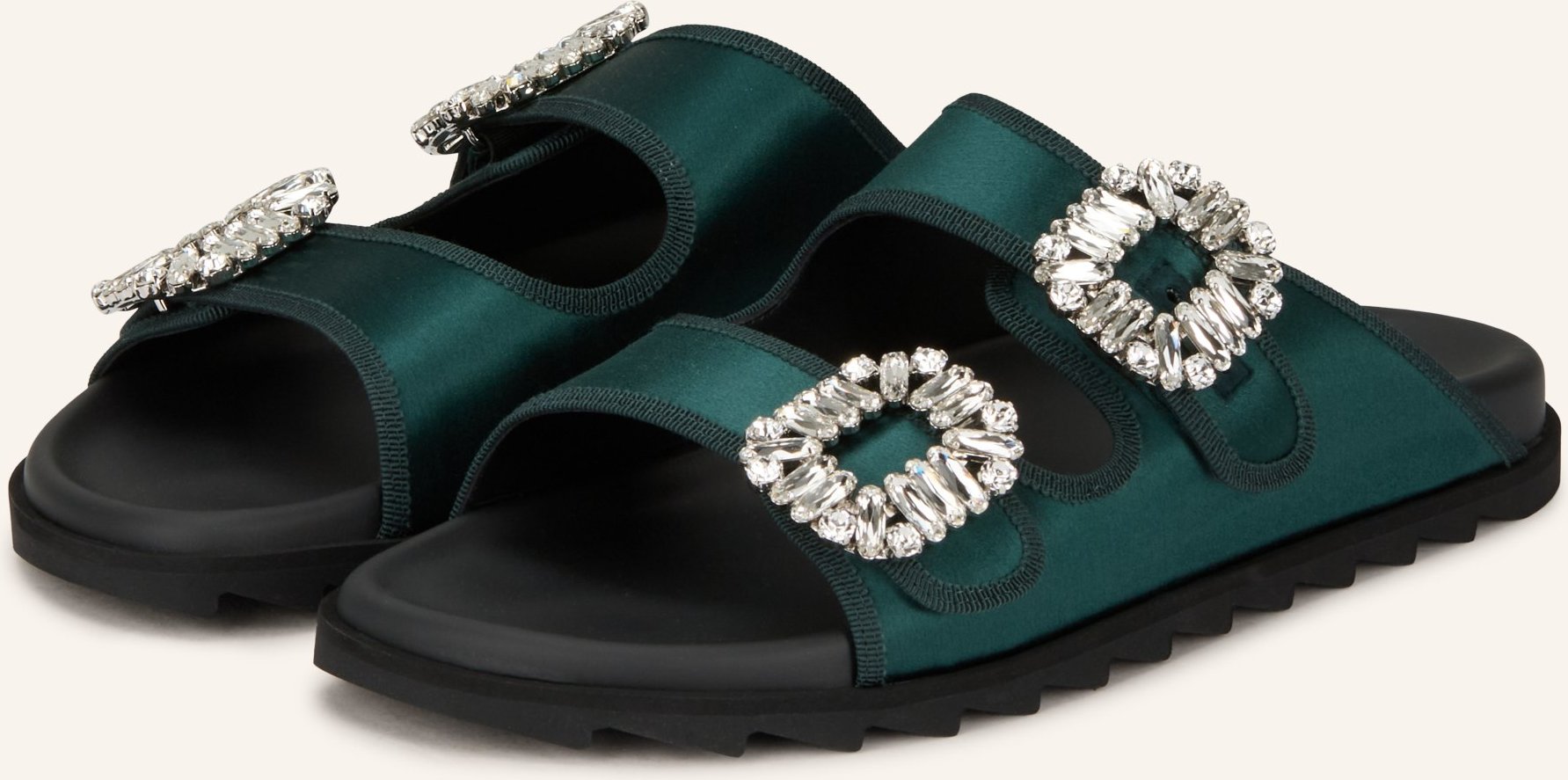 Roger Vivier Pantoletten Slidy Viv' Mit Schmucksteinen gruen