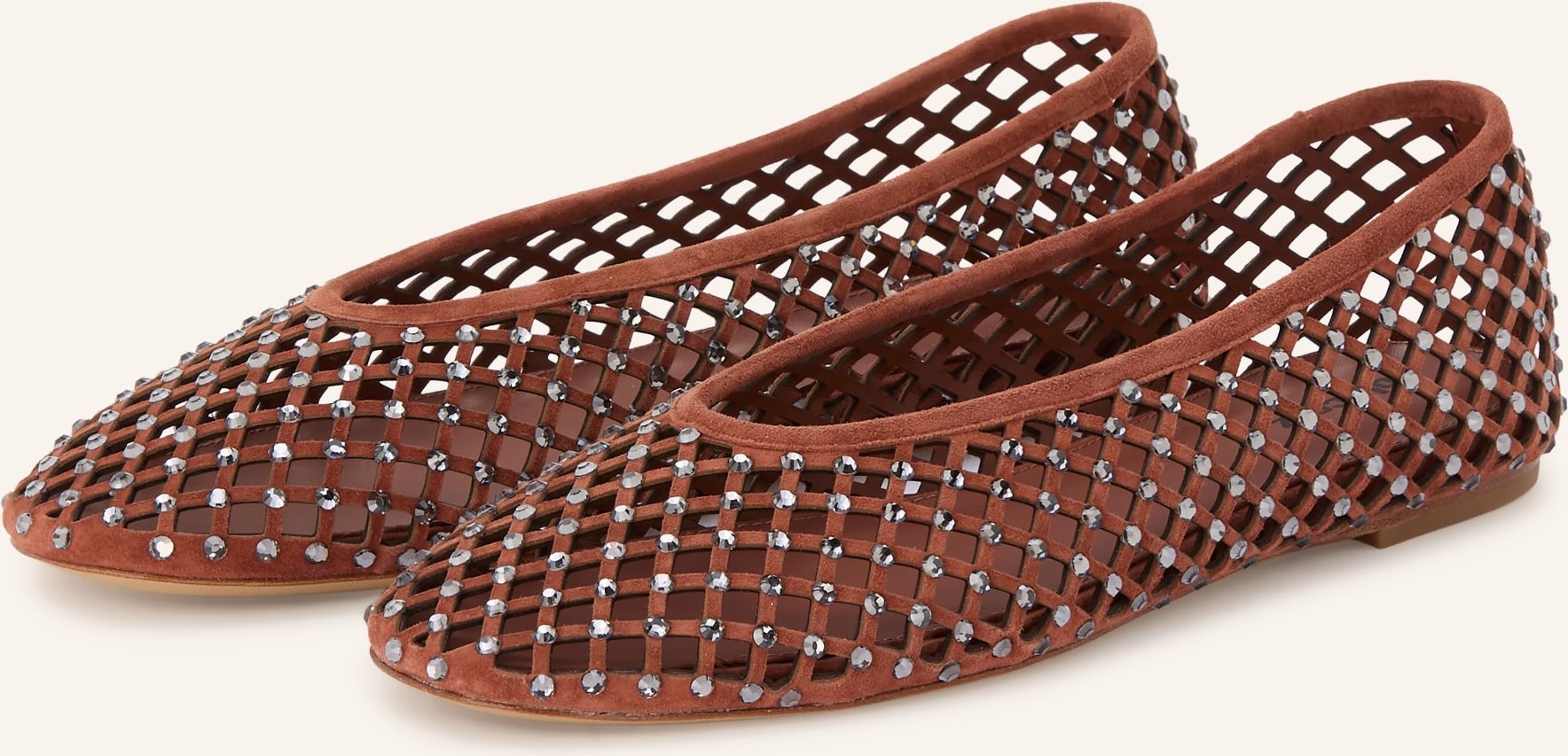 Lola Cruz Ballerinas Leonor Mit Schmucksteinen braun