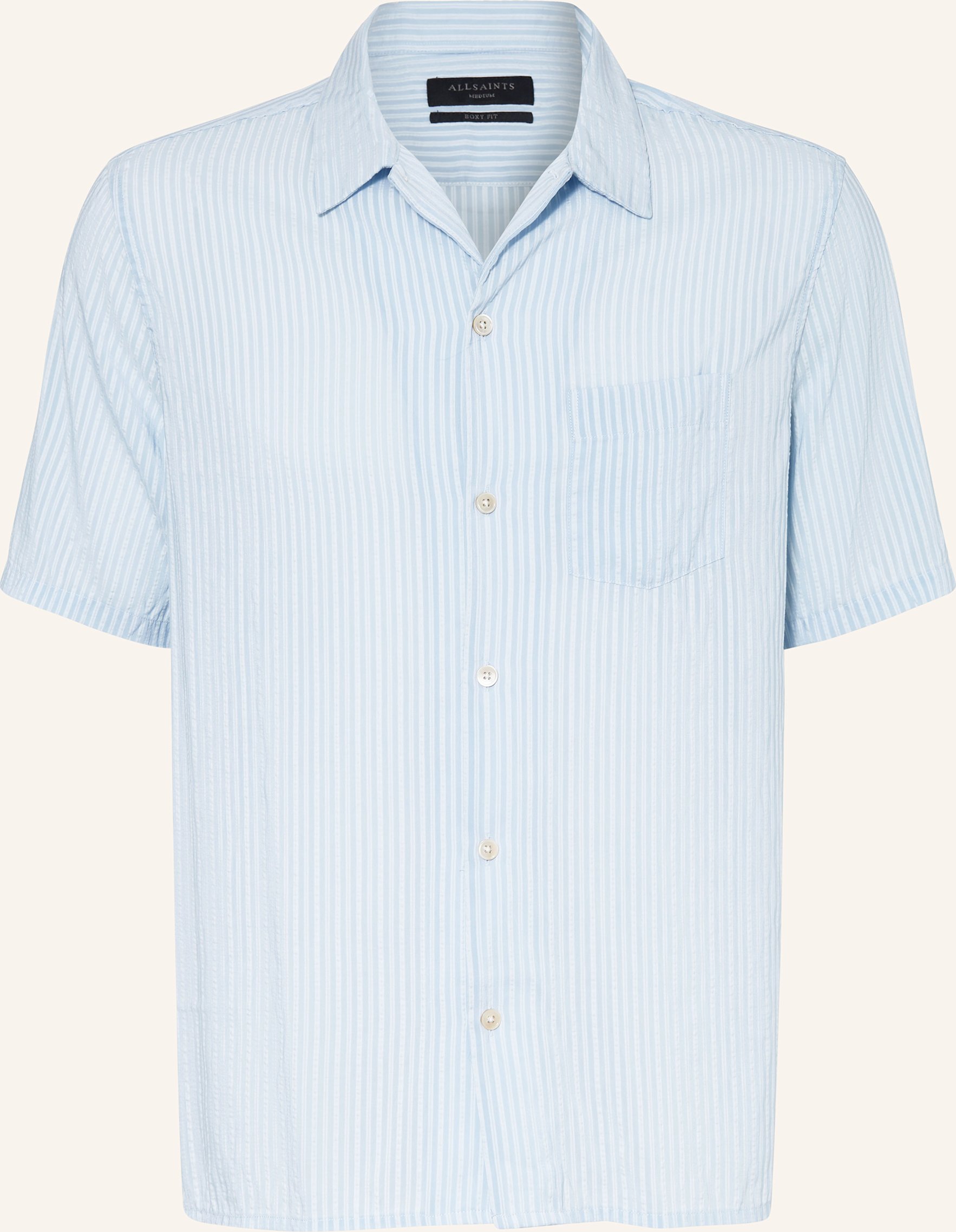 Allsaints Kurzarm-Hemd Perry Boxy Fit blau