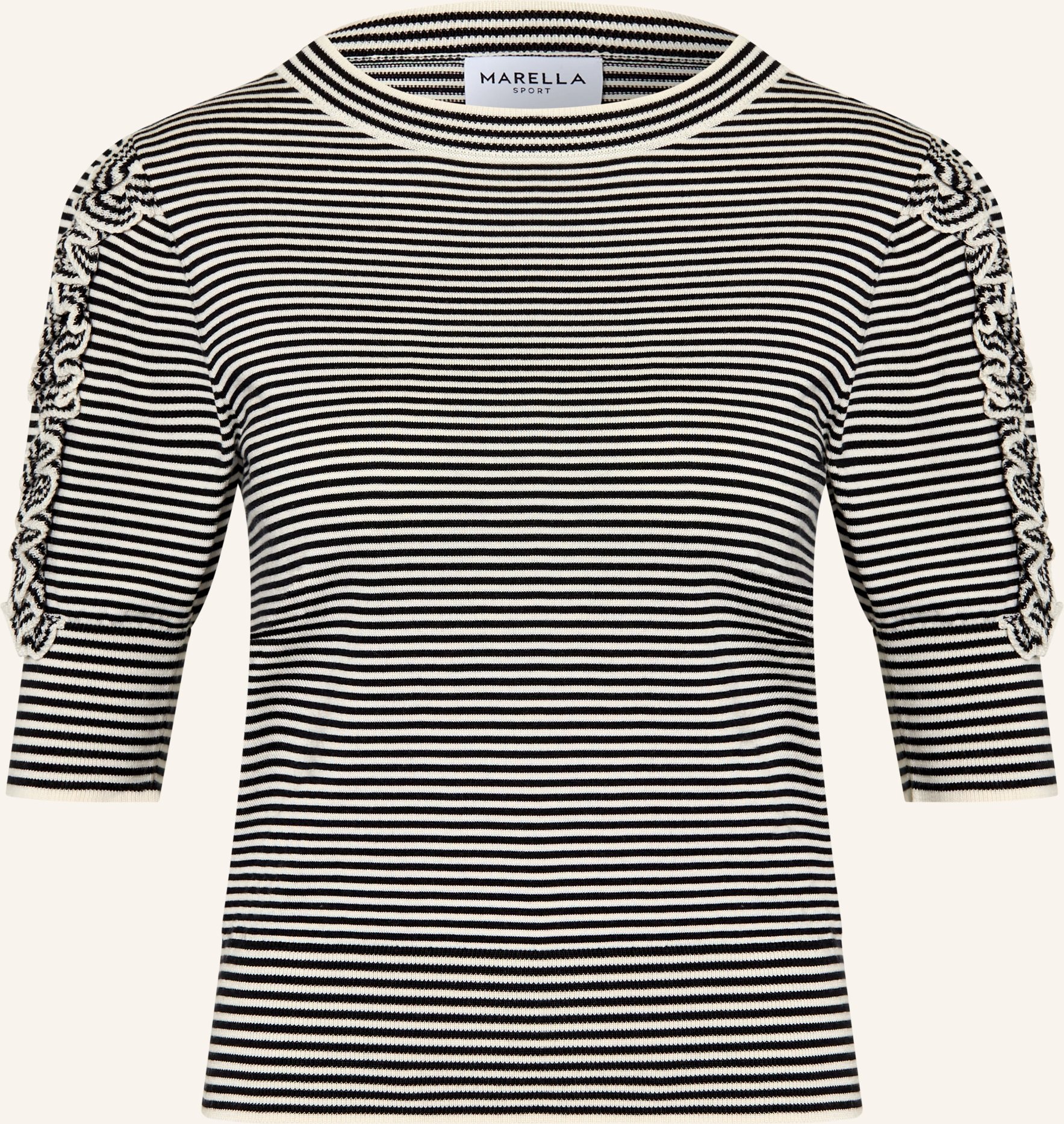 Marella Strickshirt Mlsrefolo Mit Rüschen Und 3/4-Arm blau