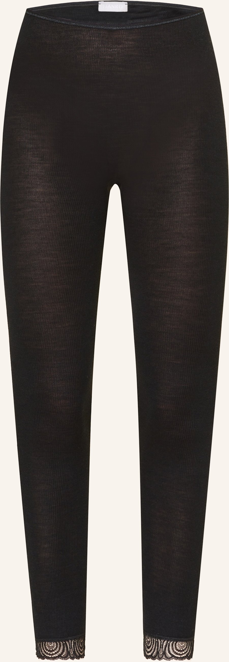 Hanro Leggings Woolen Lace Mit Seide schwarz