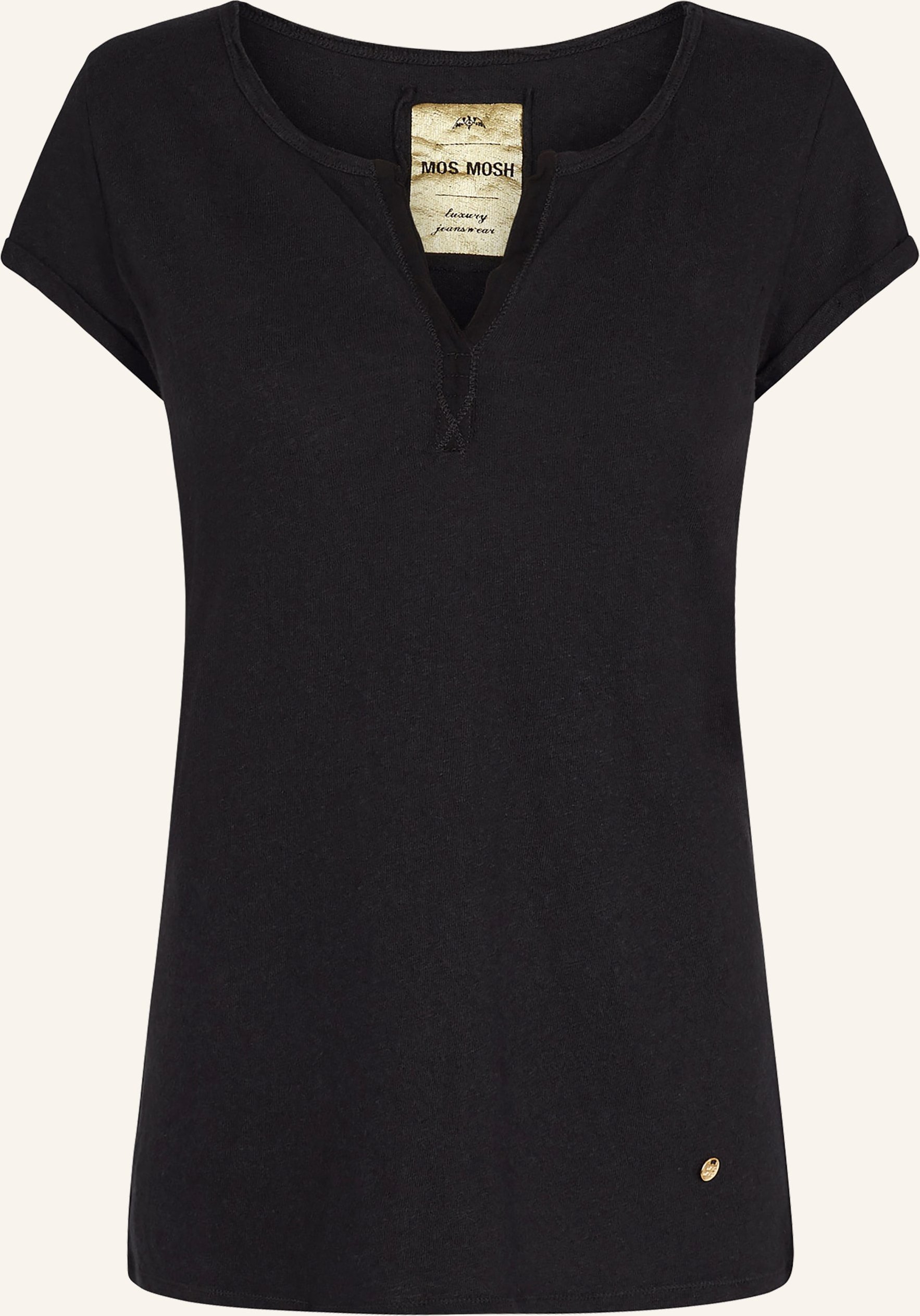 Thumbnail - Mos Mosh T-Shirt Troy Mit Leinen schwarz