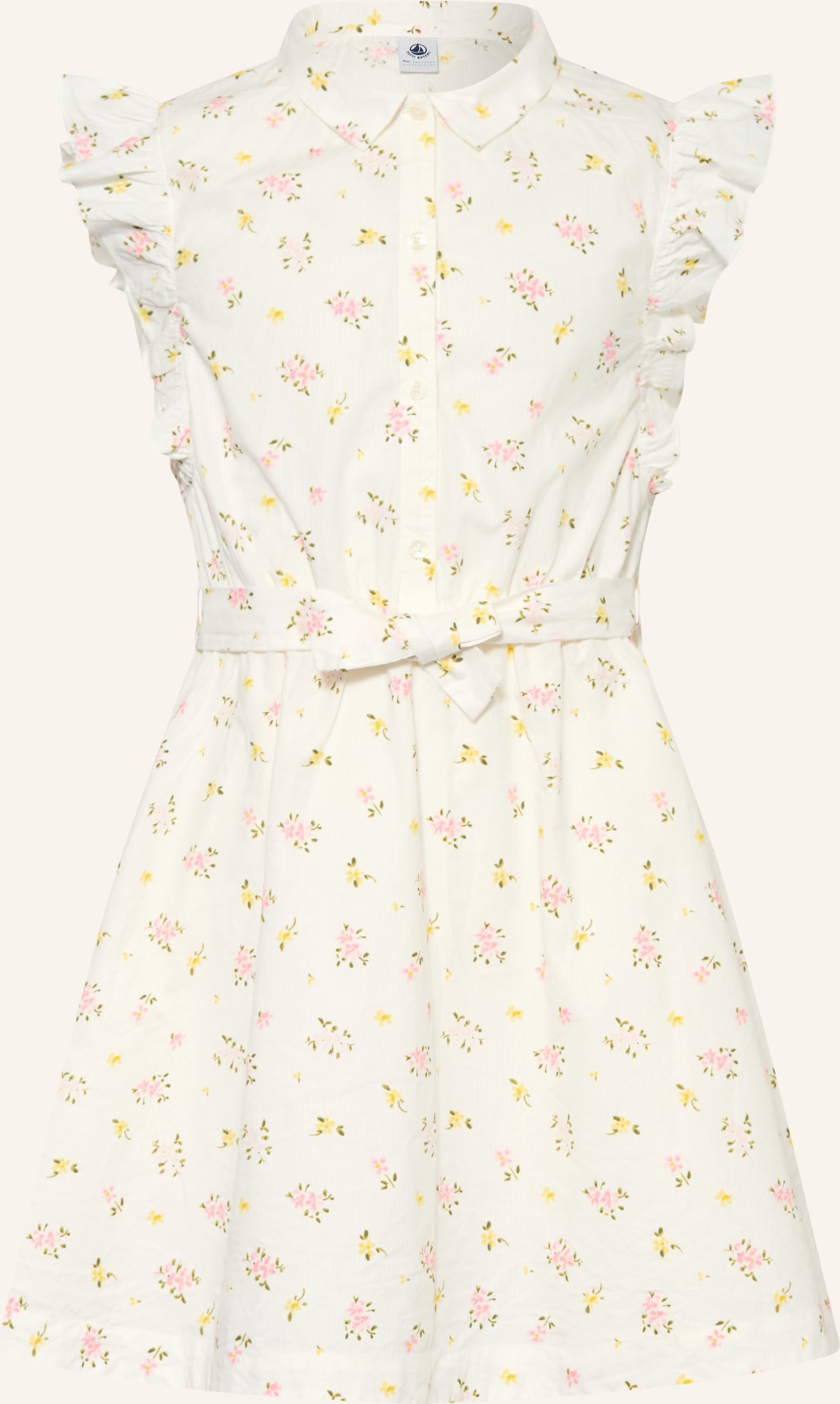 Petit Bateau Kleid Mit Volants weiss