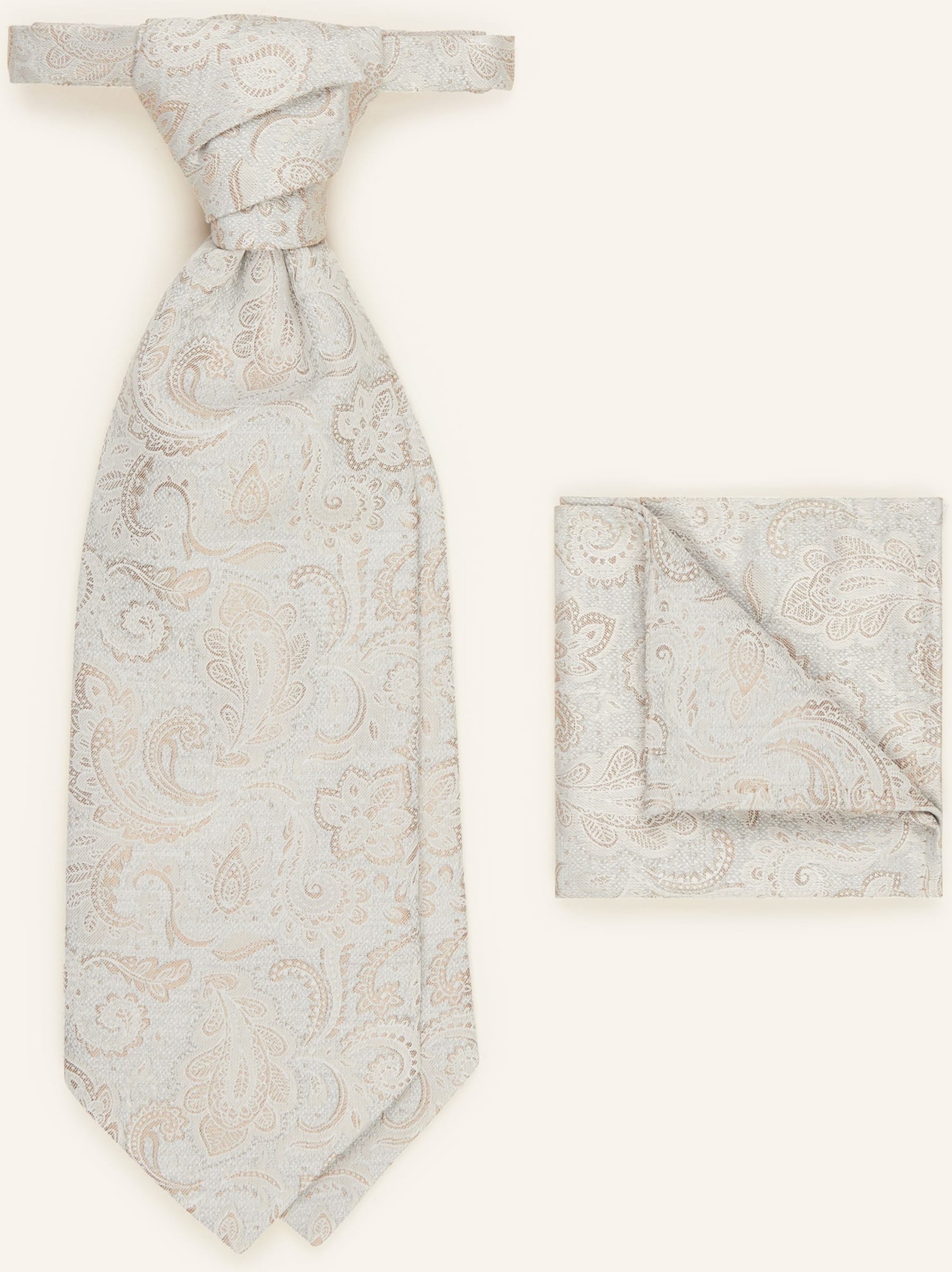 Wilvorst Set: Krawatte Und Einstecktuch beige
