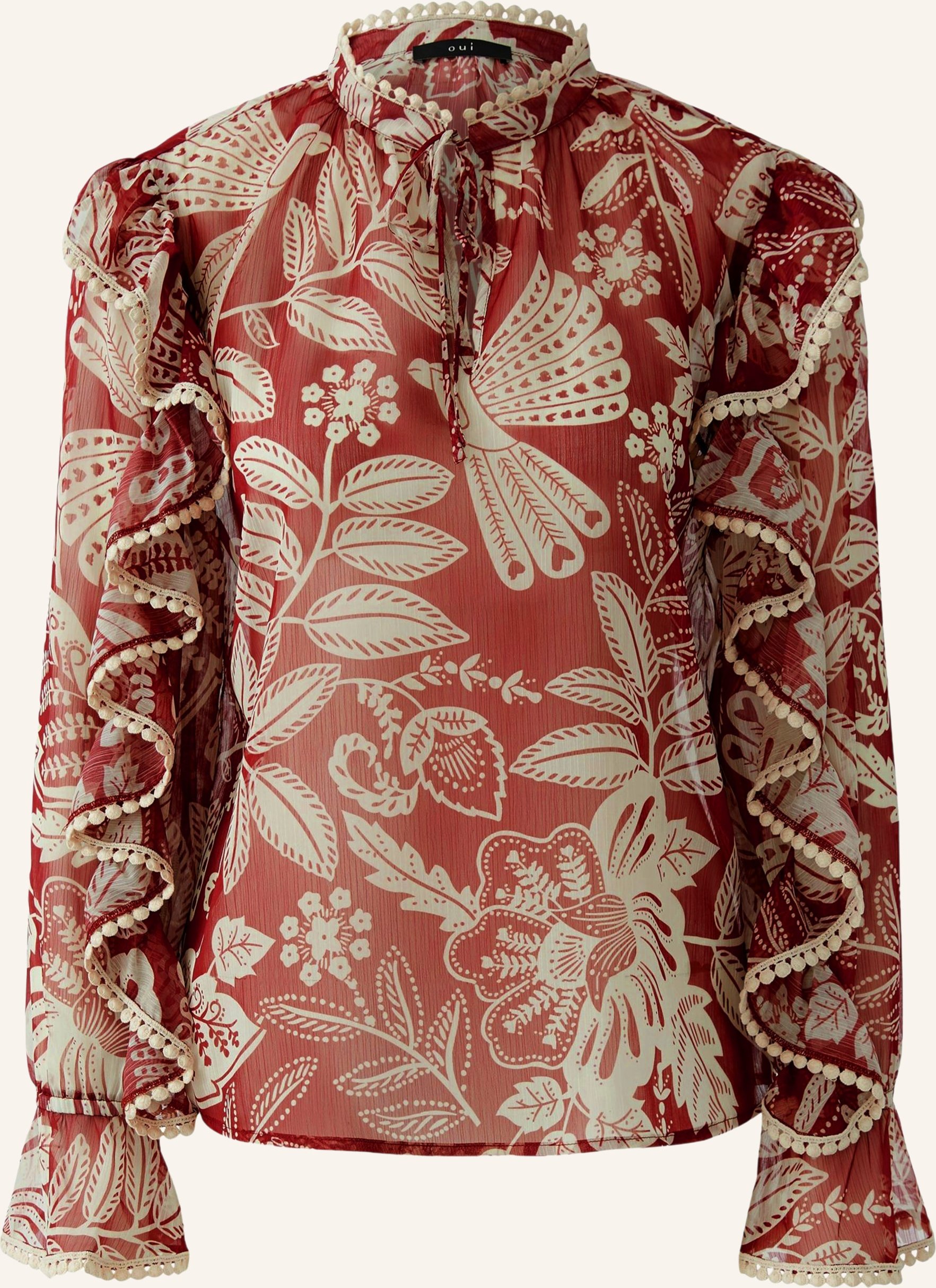 Oui Blusenshirt Mit Rüschen rot