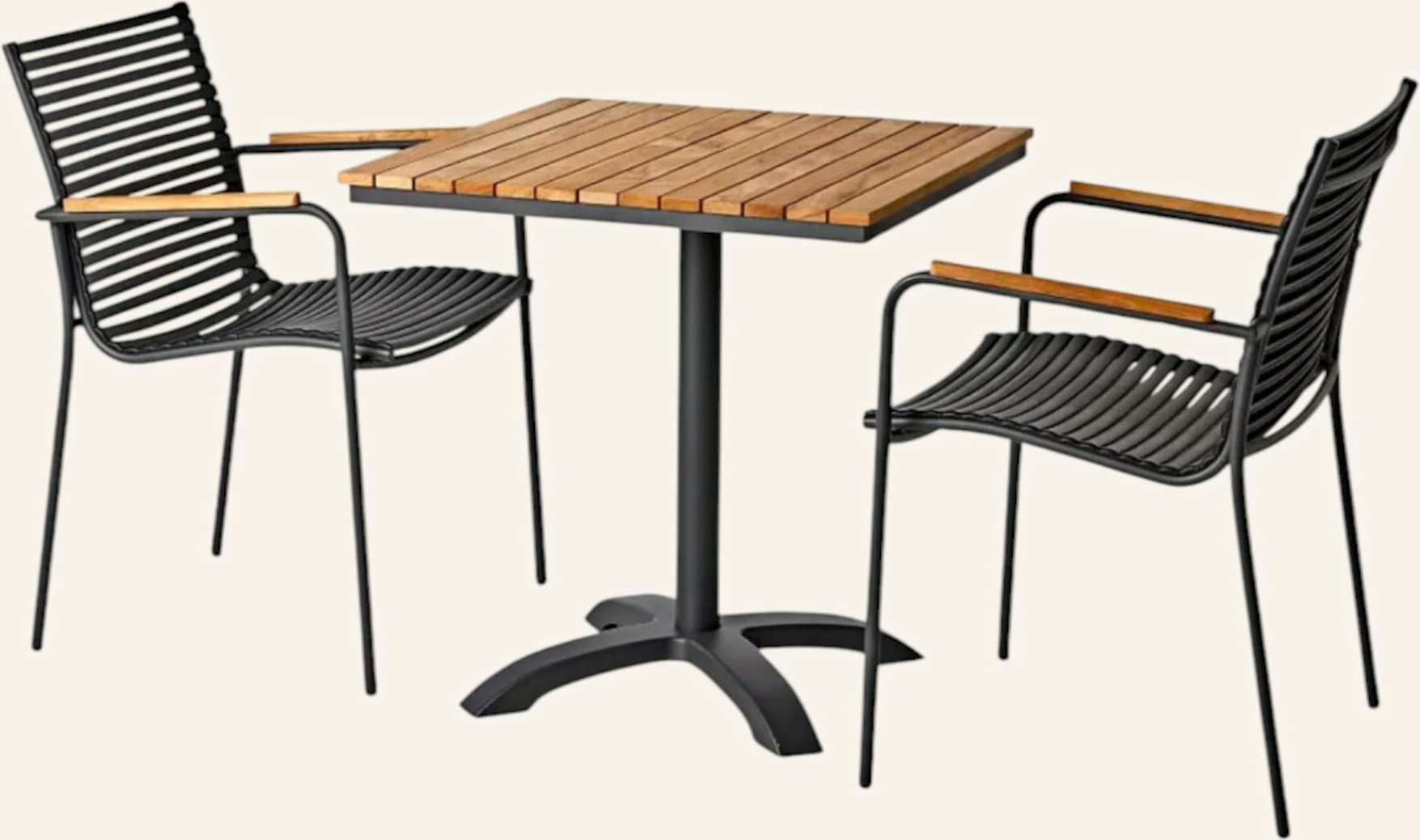 Cinas Gartenmöbel-Set Mit 1 Tisch, 2 Stühlen Mood grau